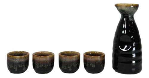 Brown And White Waterfall Sake Set