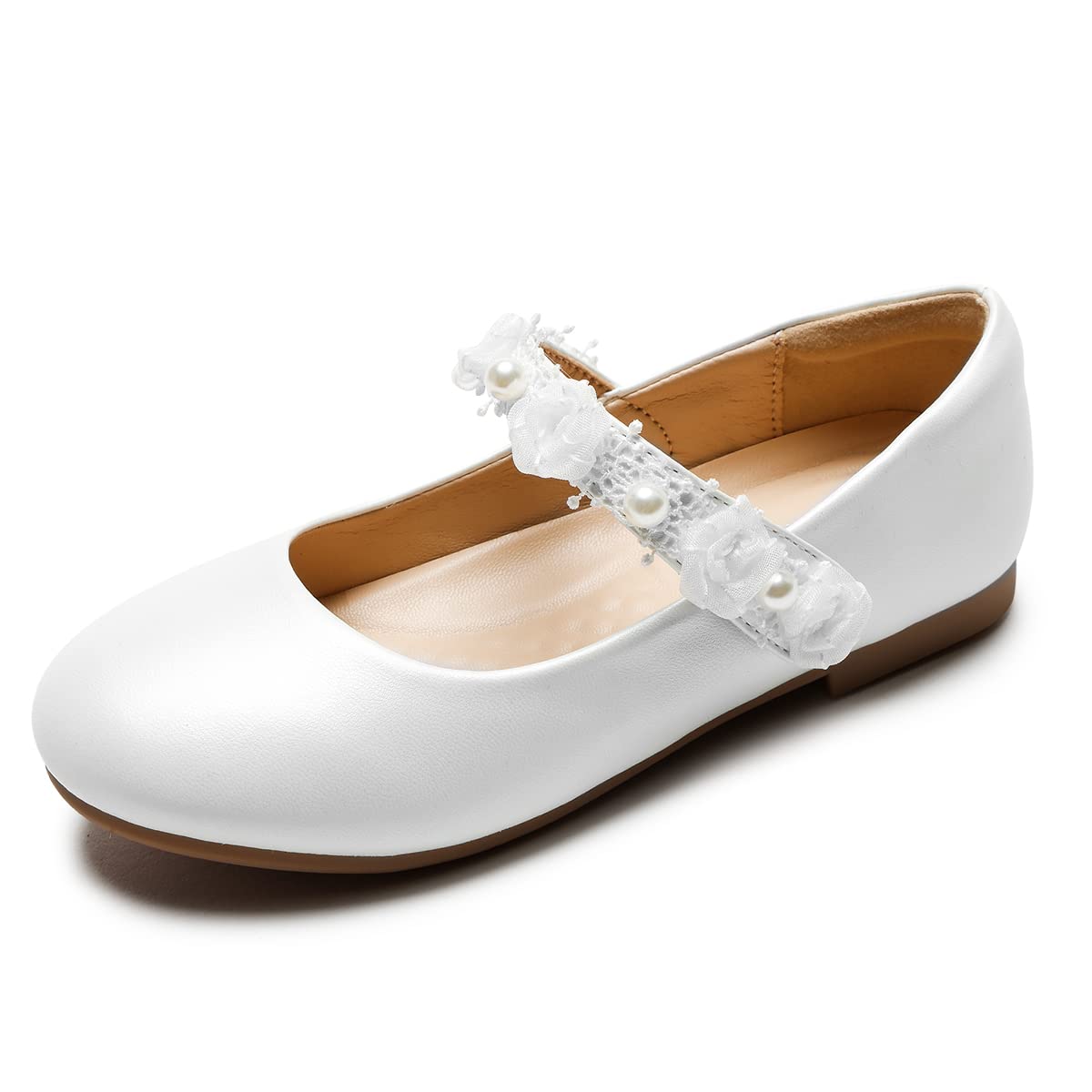 SOFTKIDS White Flower Girl Shoes | Wedding Party Bridesmaid Ballet Flats | Princess Dress Shoes for Little Girls | Perfect for Weddings, Special Occasions & Photo Shoots