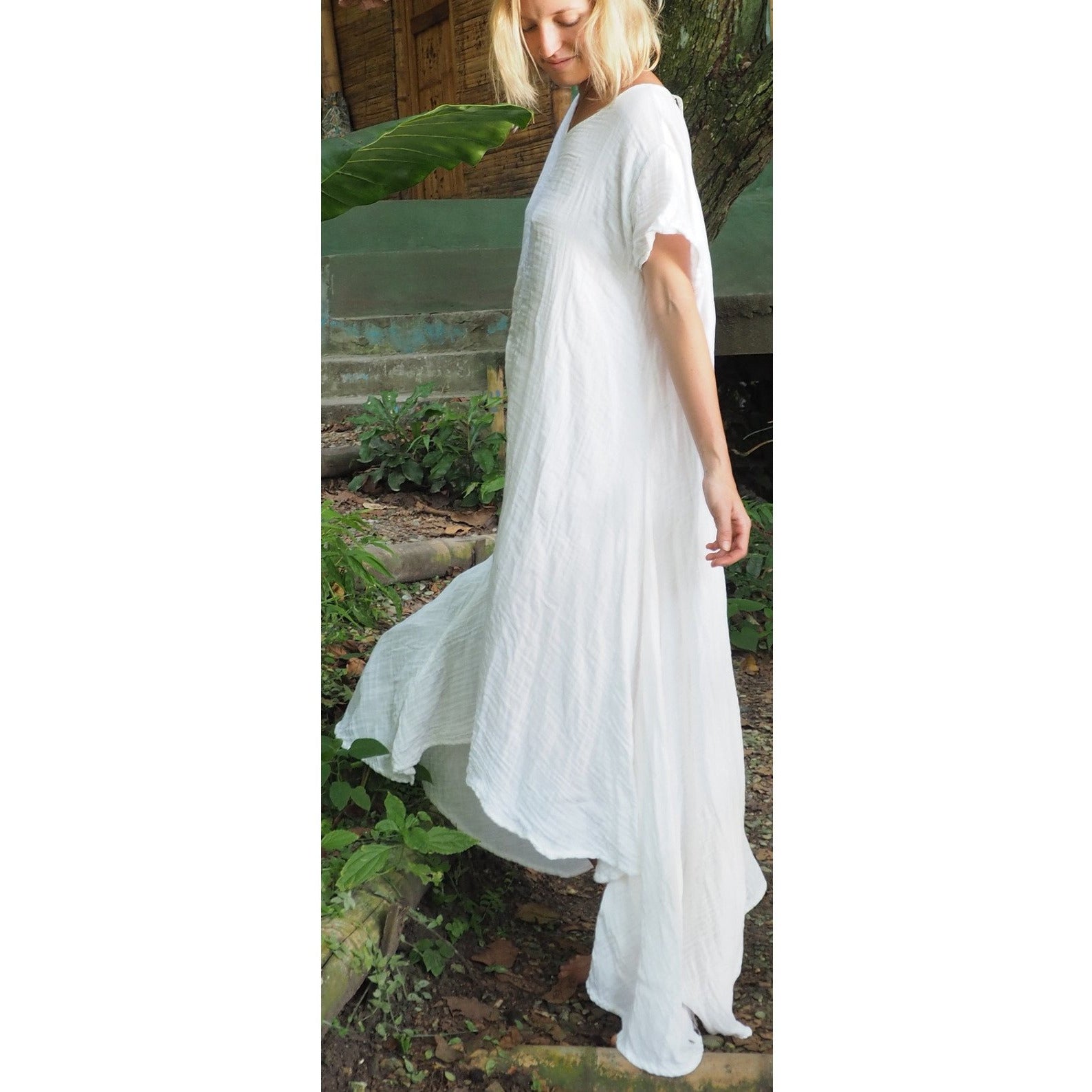 Soft Gauze Tee Dress in Gold - Comfortable & Breathable Women's Casual Summer Dress for Beach, Vacation & Everyday Wear