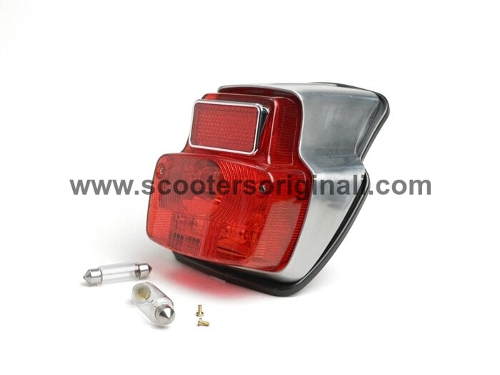 Original Vespa Tail Light Unit for Smallframe Scooters - BGM Genuine Replacement Part - Perfect for Restoration & Night Riding Safety