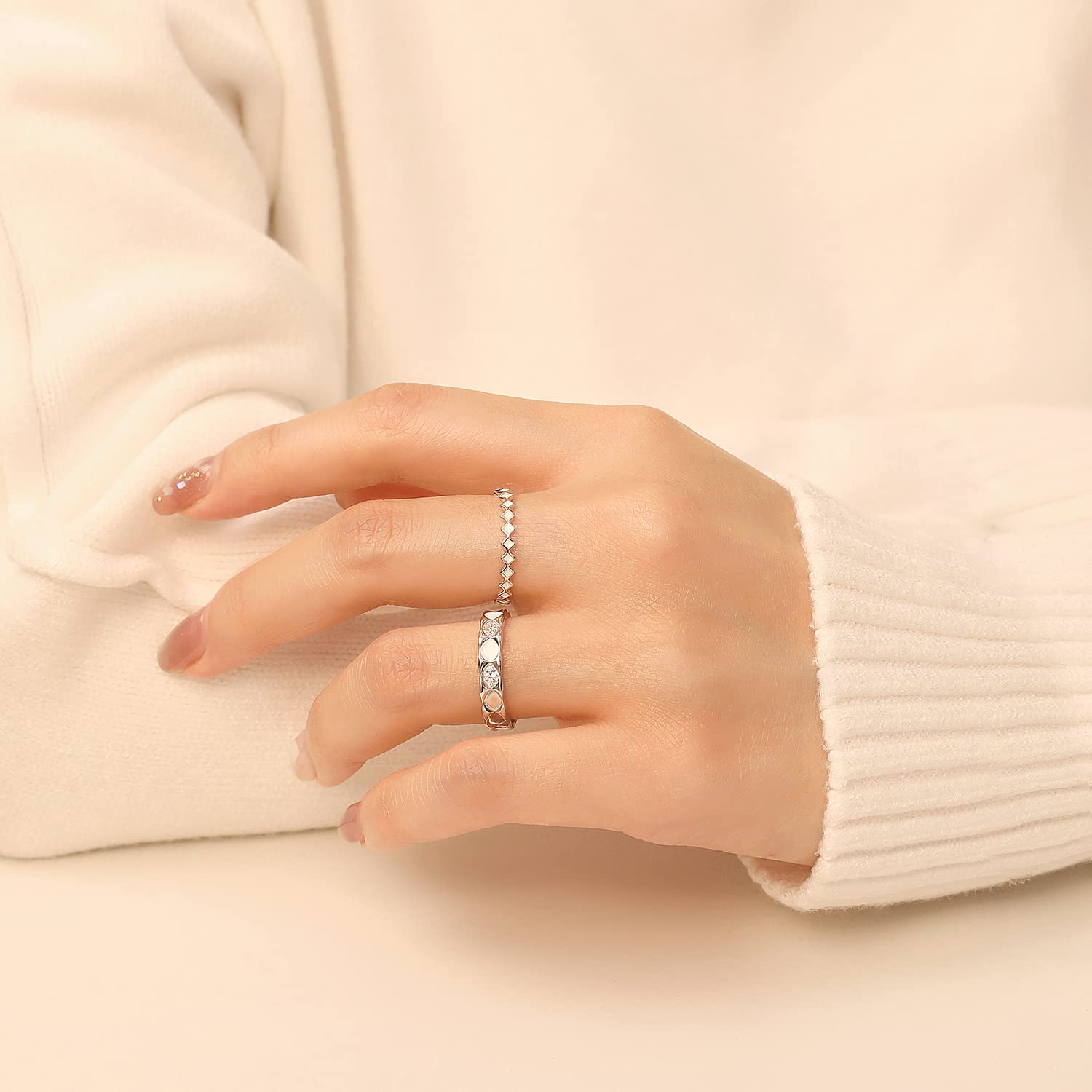 Meissa Stackable Rings for Women - 925 Sterling Silver Thin Stacking Rings, Handmade Dainty Gold Ring Set, Friendship Jewelry Gift for Her (Gold, Size K) - Perfect for Layering, Everyday Wear & Special Occasions