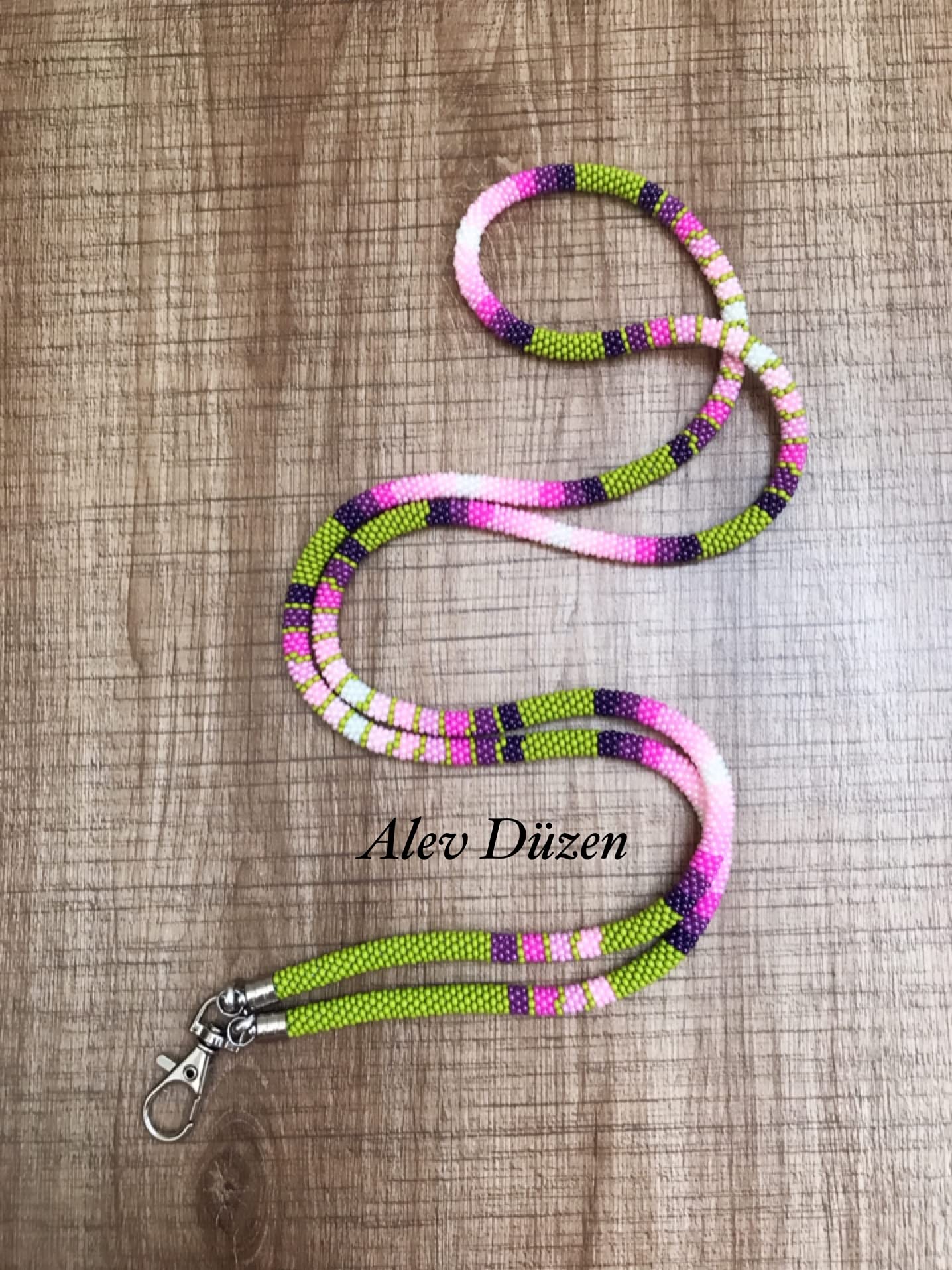 Extra Long Native Style Beaded Lanyard - Flower Beaded ID Badge Holder for Work, Events & School | Pink American Native Card Holder with Beaded Design