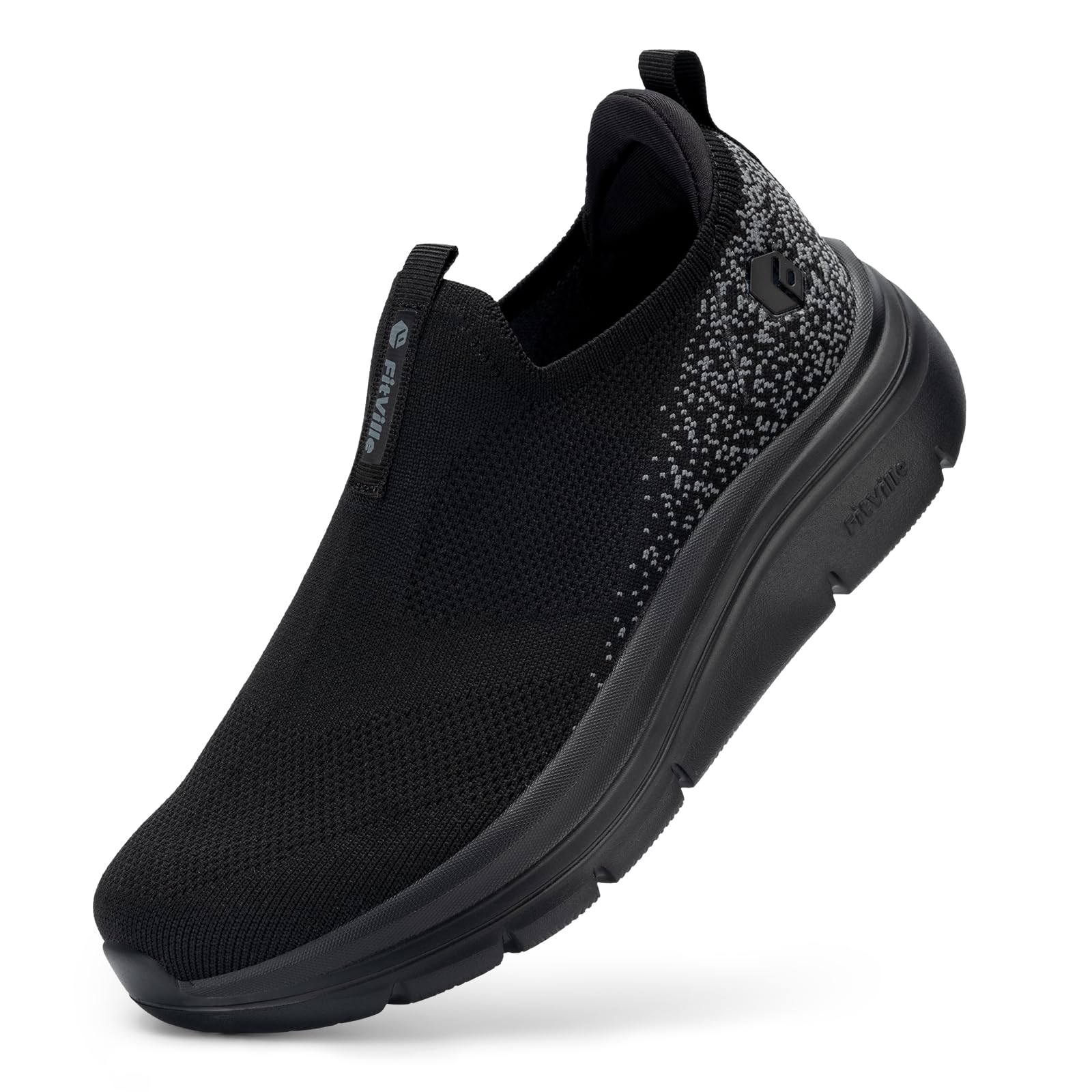FitVille Women's Slip-On Walking Shoes - Wide Width, Lightweight Sneakers for Flat Feet & Plantar Fasciitis with Arch Support - Comfortable for Walking, Travel & Everyday Wear