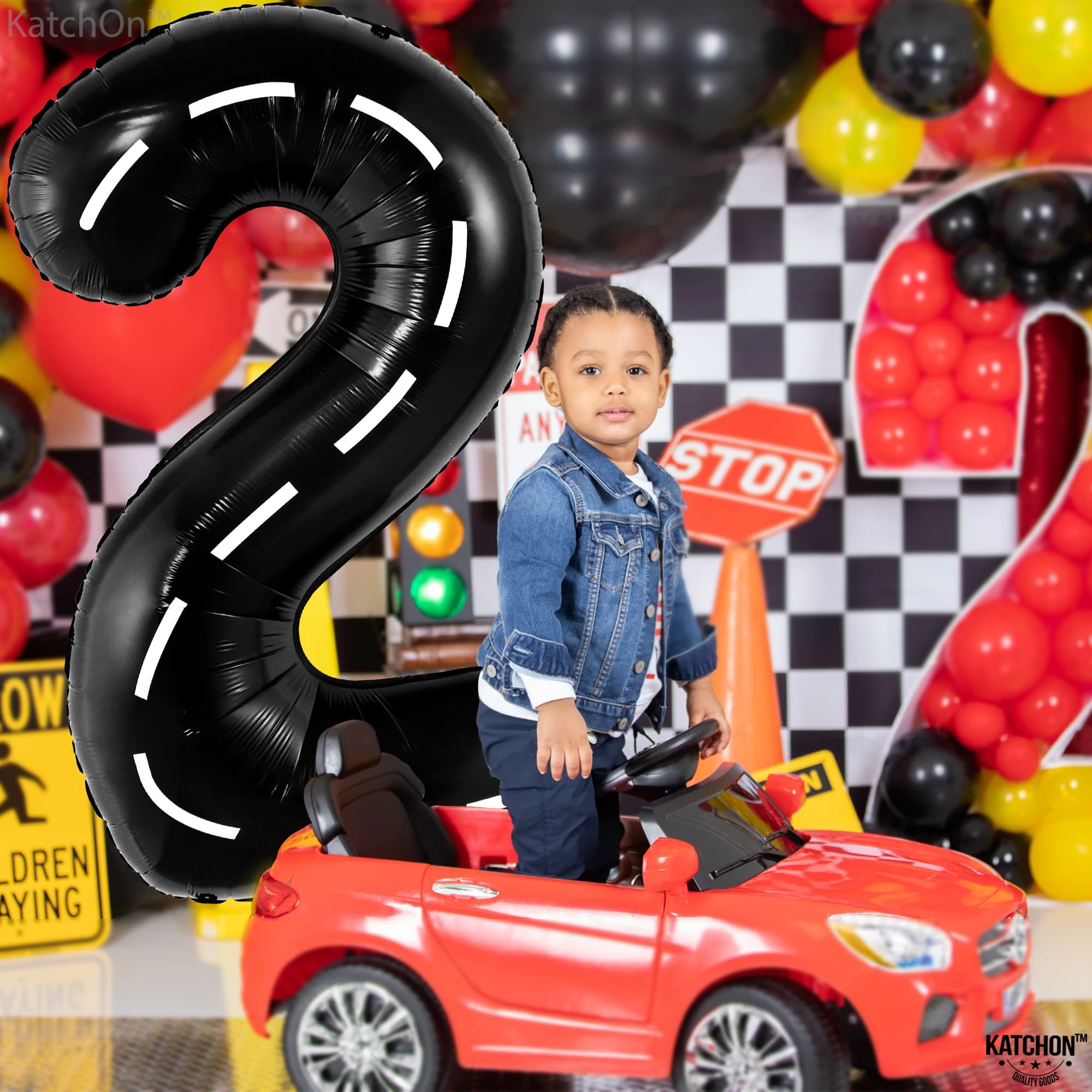 KatchOn Giant 40 Inch Two Fast Balloons - Number 2 Balloon for Two Fast Birthday Party Decorations | Perfect for Two Fast Themed Parties, Baby Showers & Curious Boy Birthday Celebrations