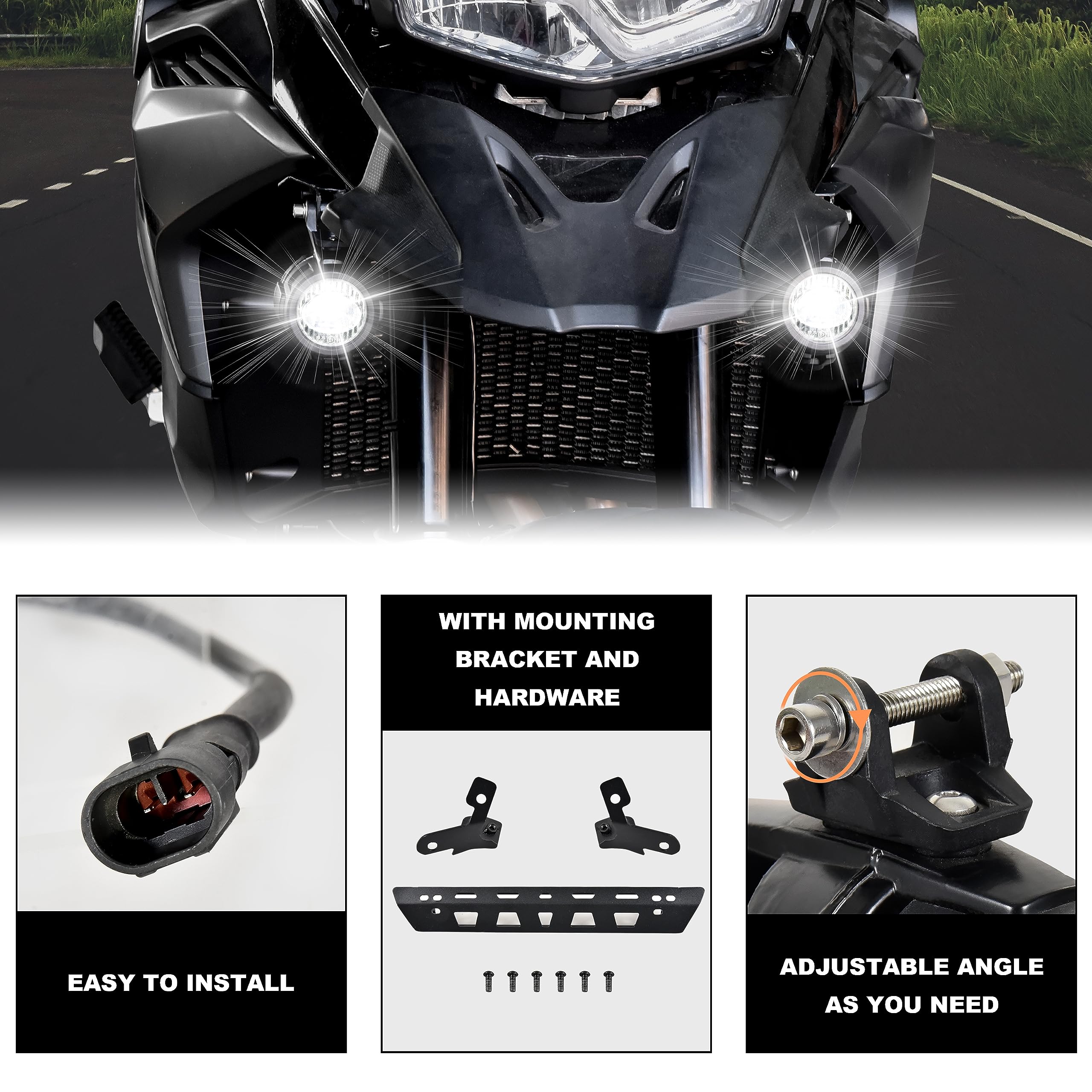 BMW F750GS F850GS LED Auxiliary Light Bar - Waterproof Fog Lights with Mounting Brackets for 2019-2023 Models | Off-Road Adventure & Night Riding Accessories