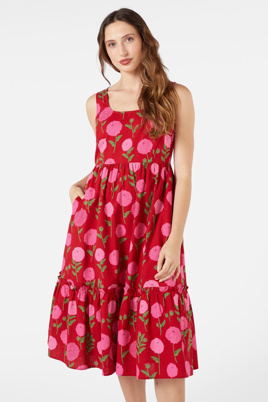 Marie Fleur Midi Dress - Elegant Floral Summer Dress for Women | Perfect for Beach Vacations, Garden Parties & Date Nights
