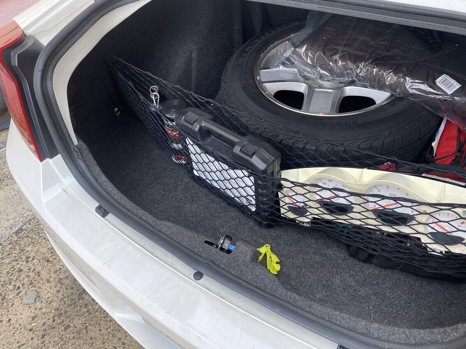 Premium Mesh Rear Trunk Organizer Cargo Net for Dodge Charger 2006-2010 - Envelope Style Sedan Storage Solution - Heavy Duty Vehicle Carrier Organizer - Perfect for Road Trips, Groceries & Sports Equipment