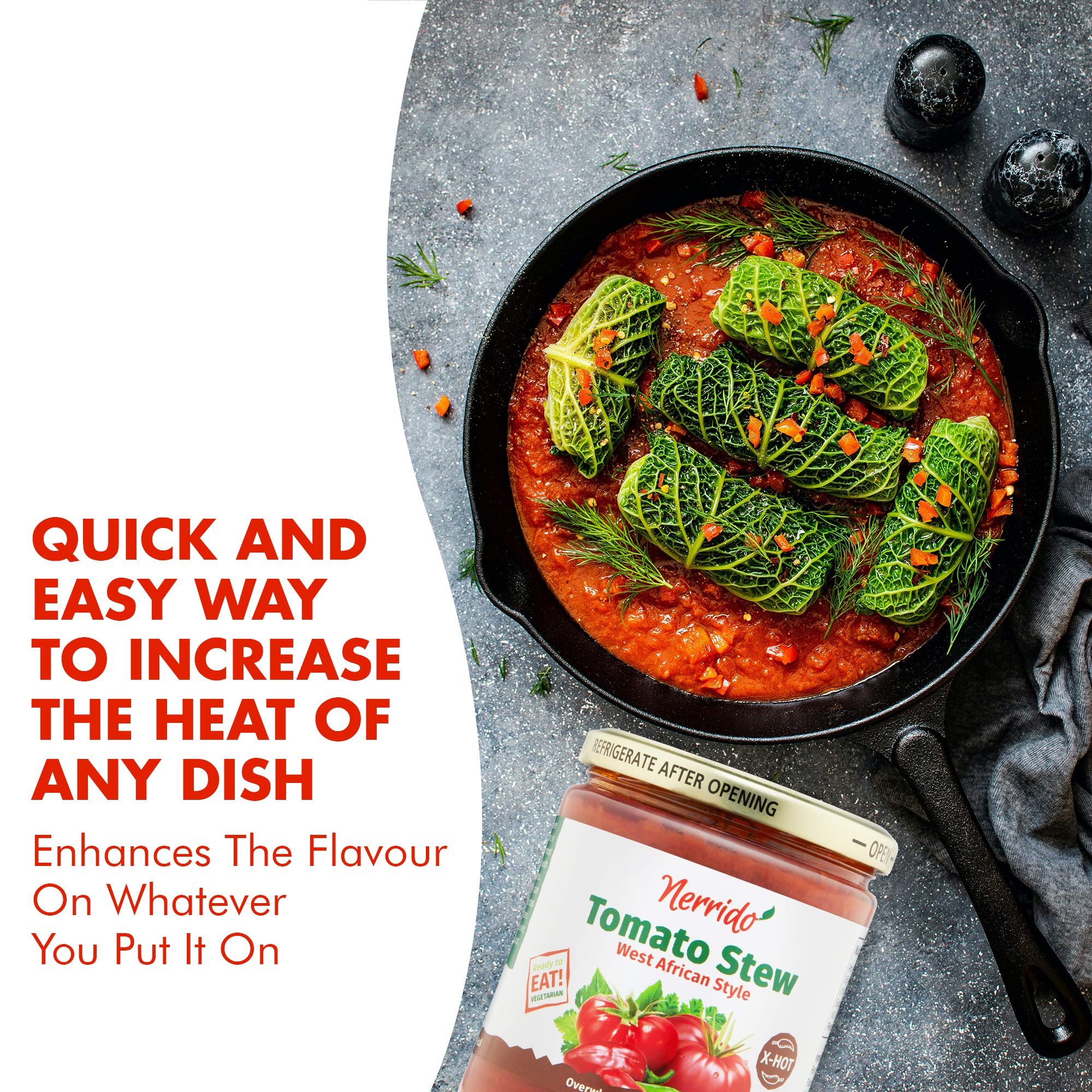 Nerrido African Style X-Hot Canned Tomato Stew & Jollof Rice Sauce - Spicy Pasta Sauce with Vegetables & Authentic Spices - 16oz (454g) 4-Pack - Perfect for Jollof Rice, Stews, Pasta & African Cuisine