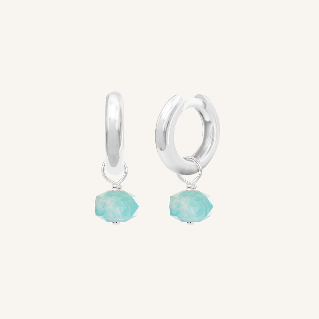 Opulent Amazonite Plain Hoops Earrings - Stone of Courage & Confidence - Perfect for Everyday Wear, Gift Giving & Spiritual Healing Jewelry