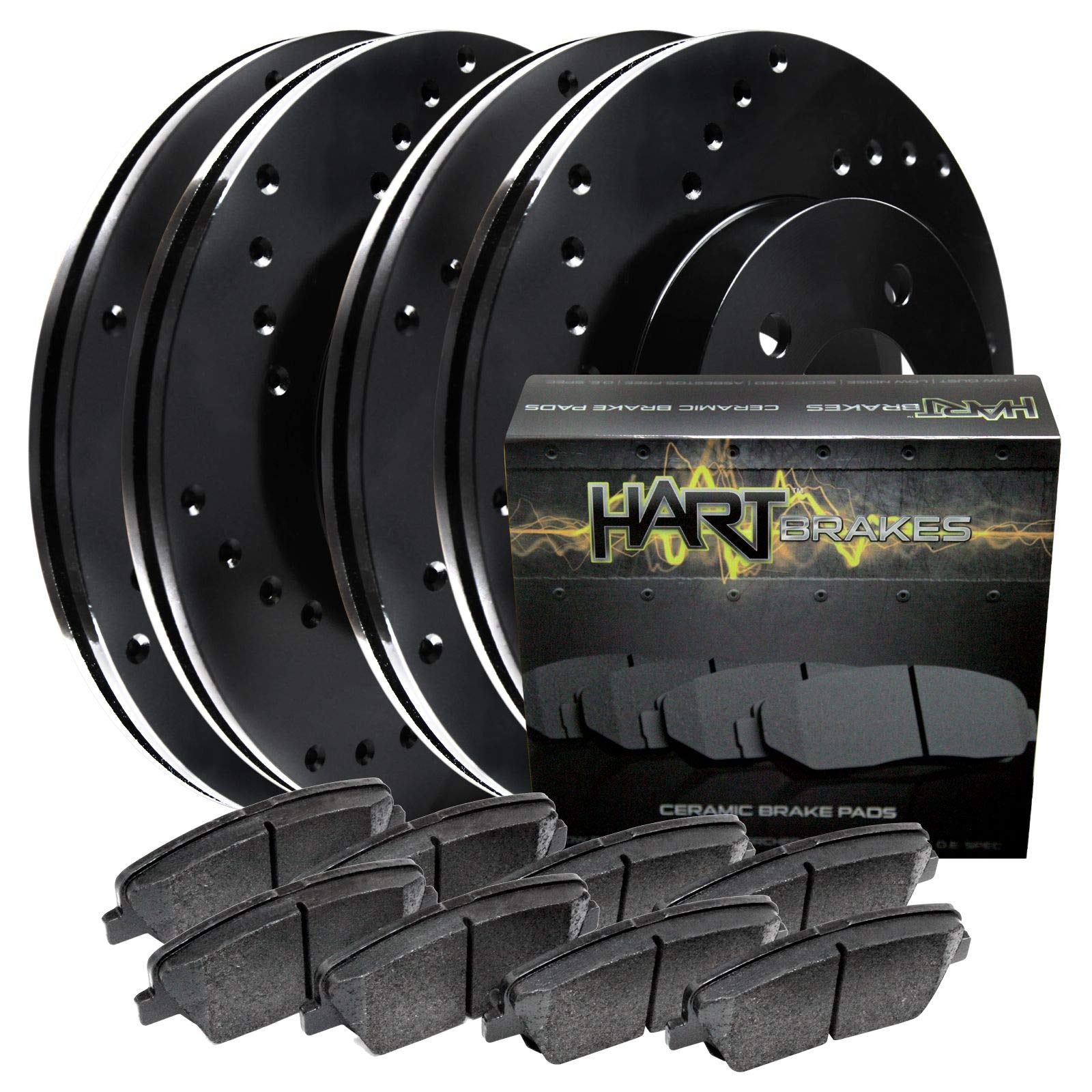 Hart Ceramic Brake Pads and Rotors Kit - Front & Rear Brake System Replacement for 2017-2019 Kia Soul | High-Performance Braking for City Driving & Daily Commutes