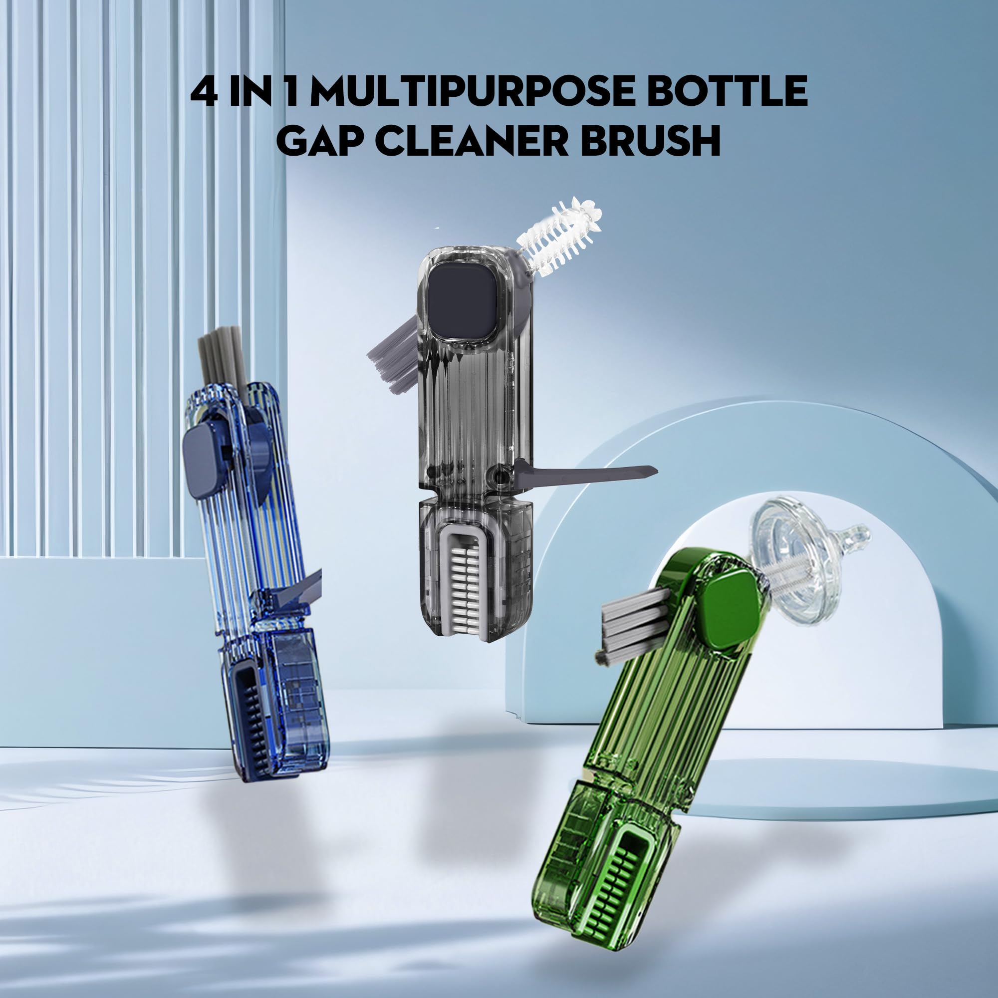 4-in-1 Silicone Cup Cleaner Brush - Multi-Purpose Kitchen Cleaning Tool for Bottles & Lids
