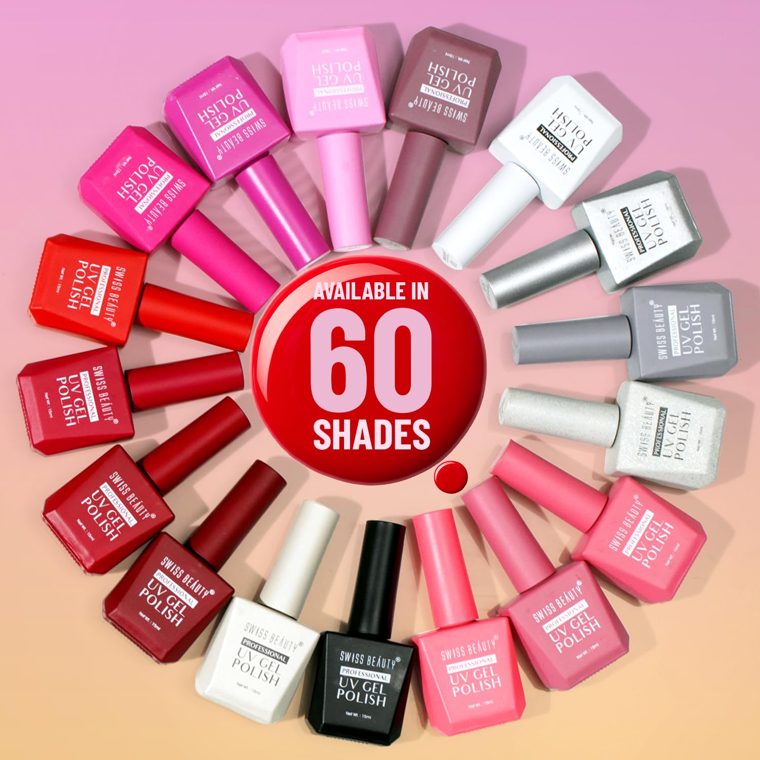 Swiss Beauty Professional UV Gel Nail Polish - Long Lasting 21 Days, High Gloss Finish, Chip & Smudge Resistant, Quick Dry Formula (Shade 01, 15ml) - Perfect for Salon Quality Manicures at Home, Parties & Special Occasions