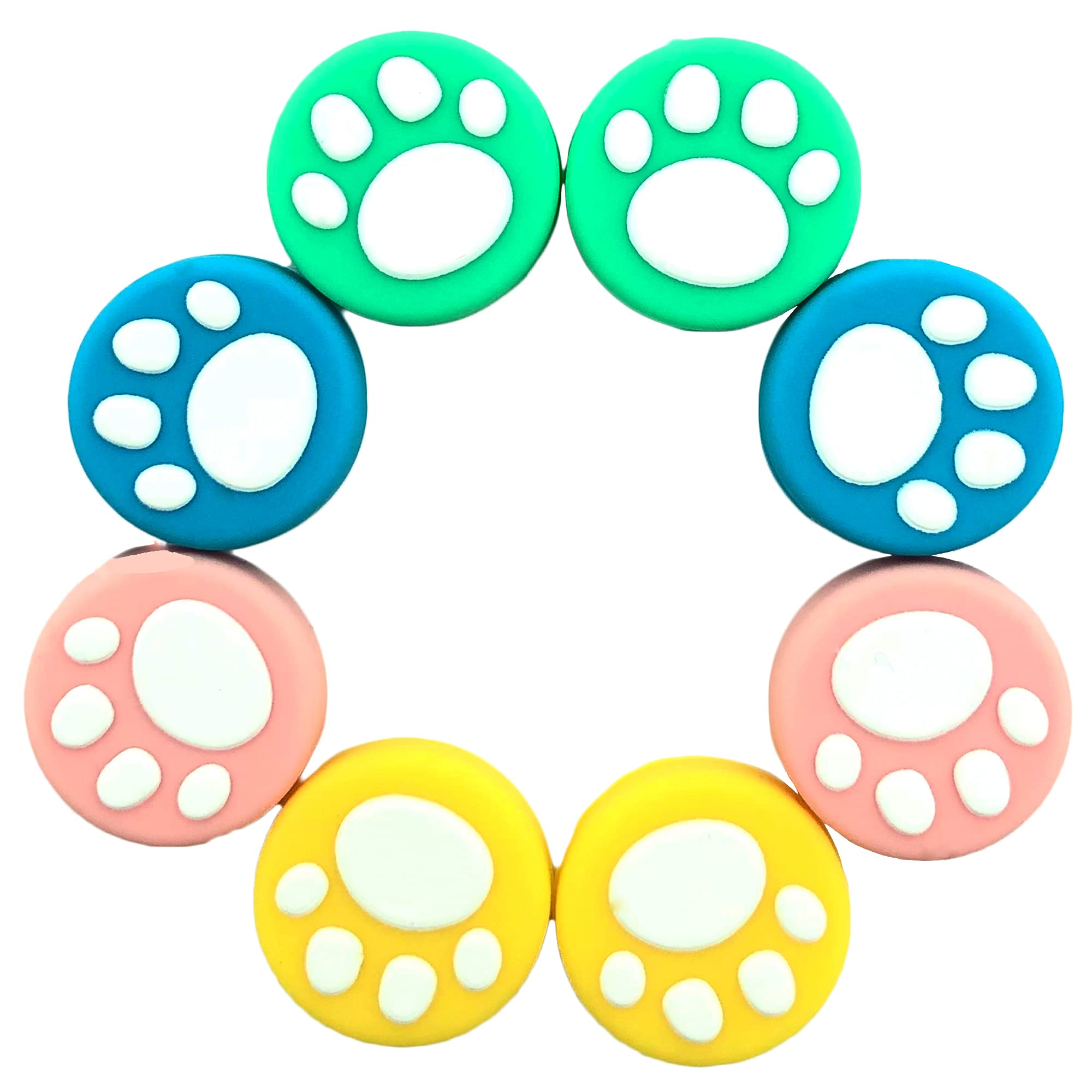 8-Piece Cat Paw Silicone Thumb Grip Caps for Nintendo Switch & Lite - 4 Color Gamepad Joystick Covers for Enhanced Grip & Comfort - Perfect for Gaming, Travel & Long Play Sessions