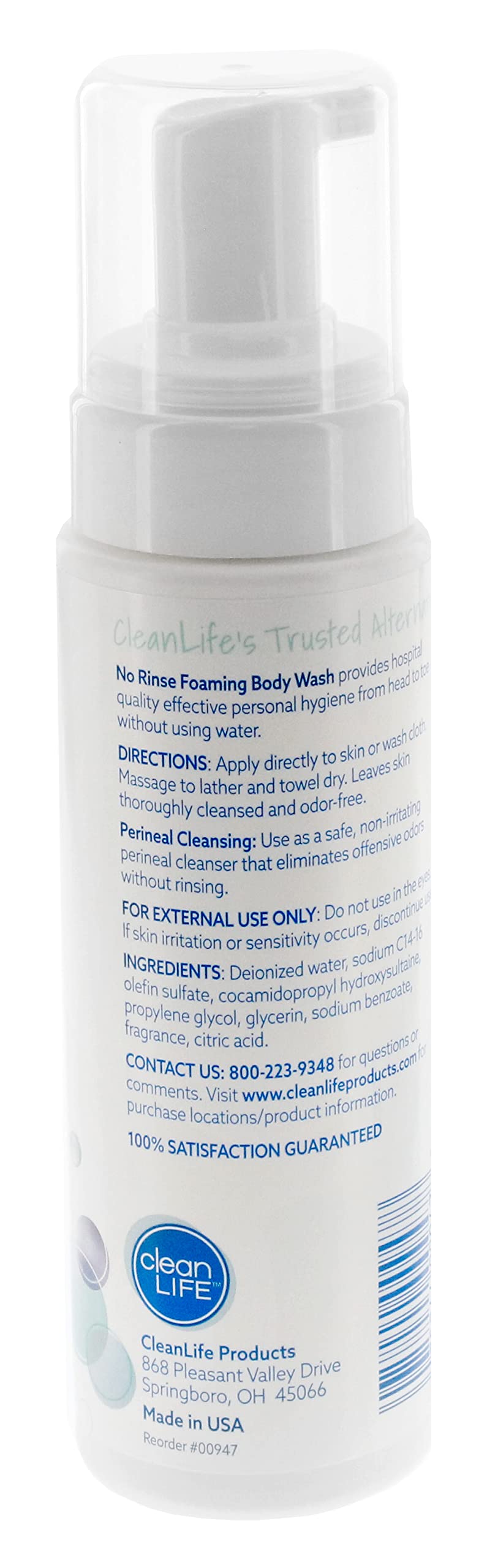 No-Rinse Foaming Body Wash 8 fl oz - Original Formula for Clean, Refreshed & Moisturized Skin | Rinse-Free Perineal Wash for Bedridden Patients & Post-Surgery Care