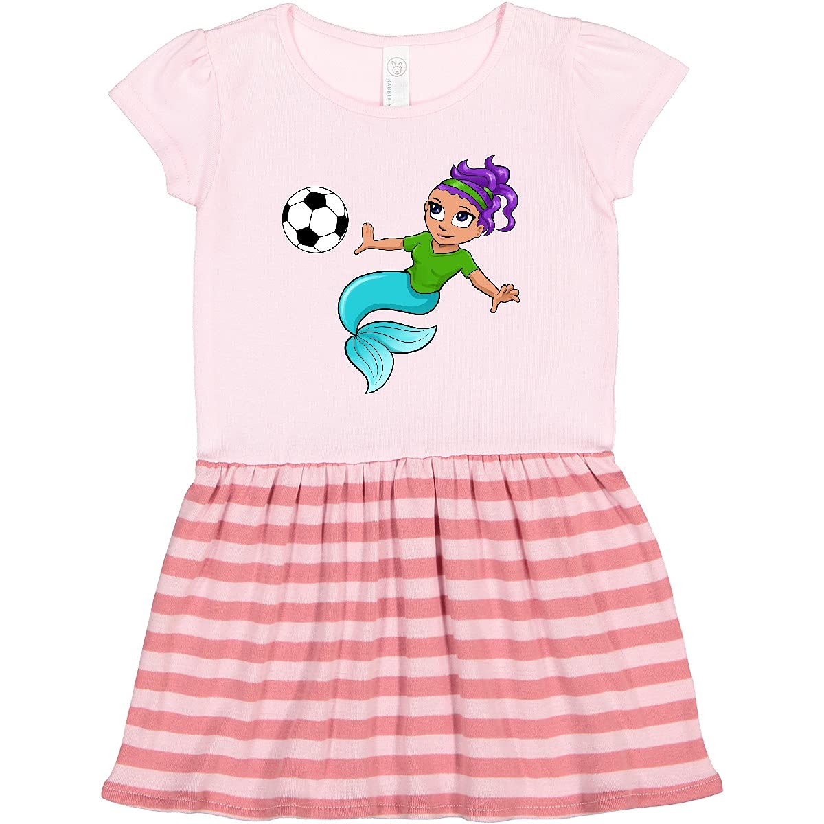 Inktastic Soccer Playing Mermaid Toddler Dress - Cute Girls' Soccer & Mermaid Themed Outfit for Toddlers - Perfect for Playdates, Birthday Parties & Dress-Up Fun