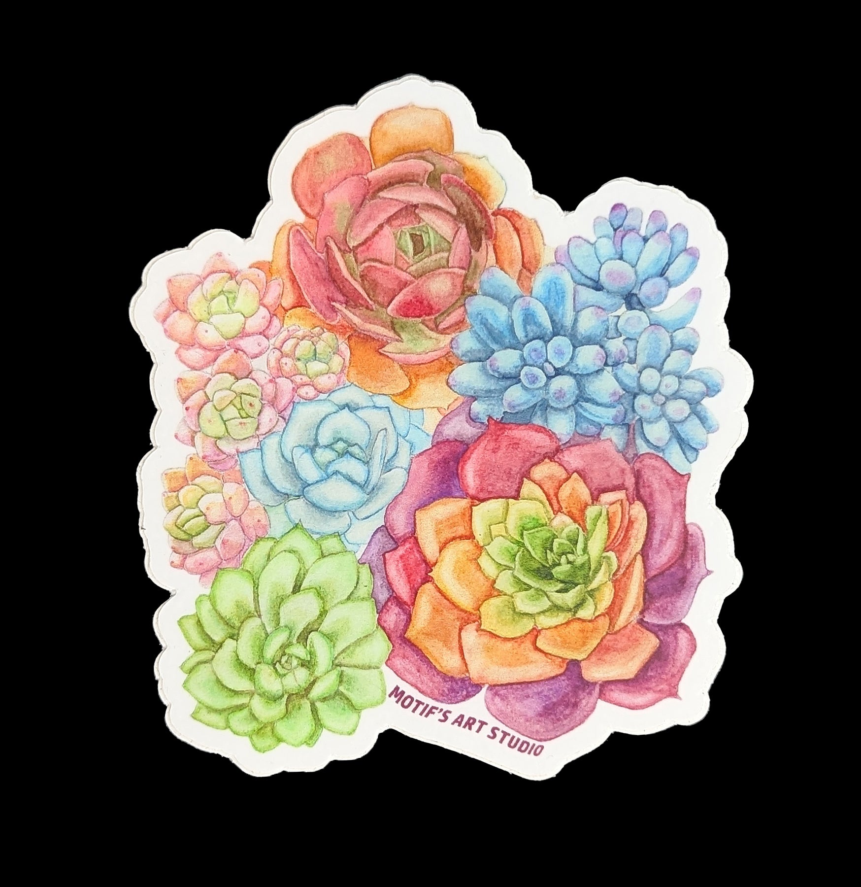 Vibrant Rainbow Succulents Stickers - Colorful Waterproof Vinyl Decals for Laptops, Journals & DIY Crafts - Perfect for Plant Lovers & Scrapbooking