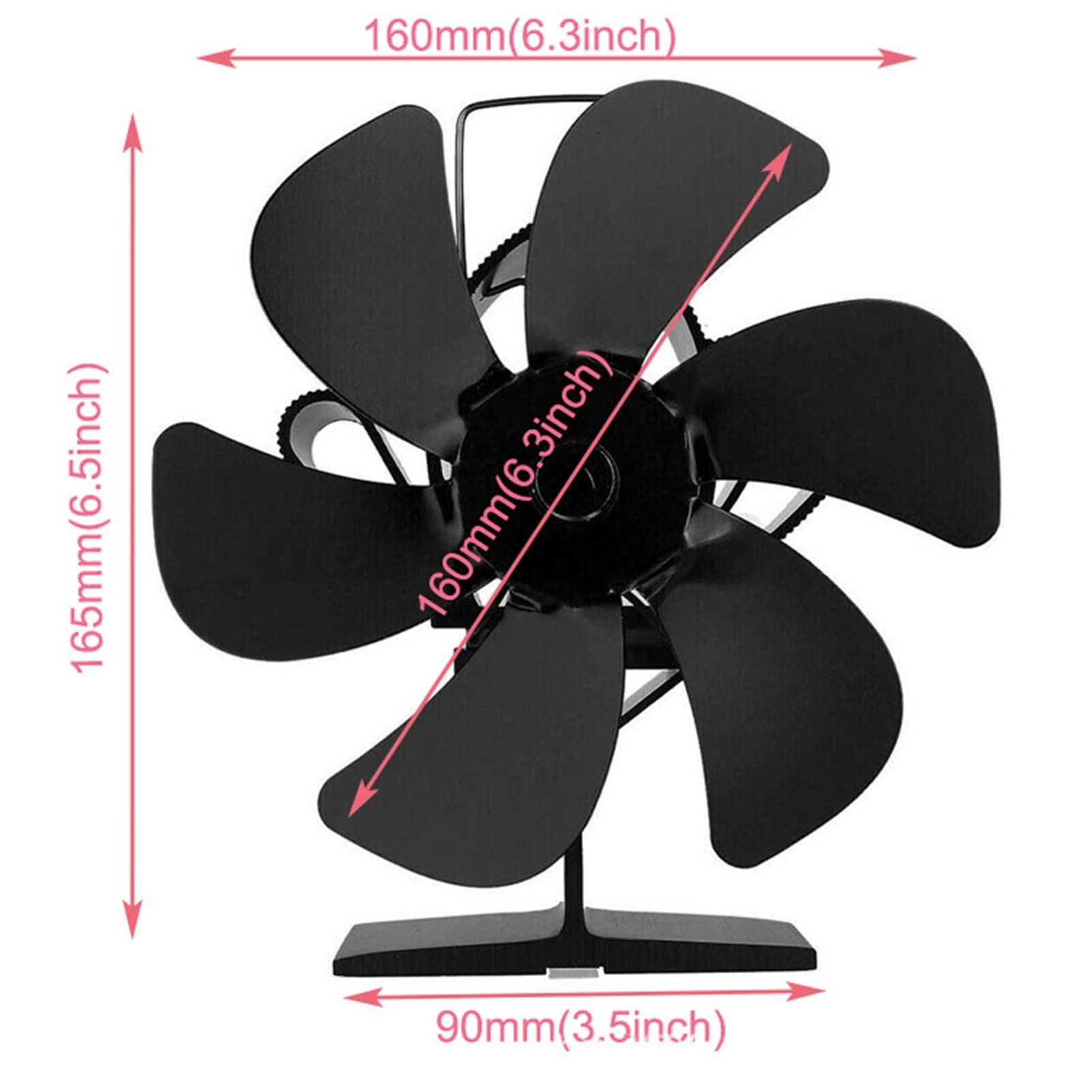 Eco-Friendly Silent Heat Powered Stove Fan - 6-Blade Aluminum Alloy Fireplace Fan for Wood Burning Stove & Log Burner - Perfect for Large Room Heating & Energy Efficiency - Ideal for Cozy Winter Nights & Cabin Heating