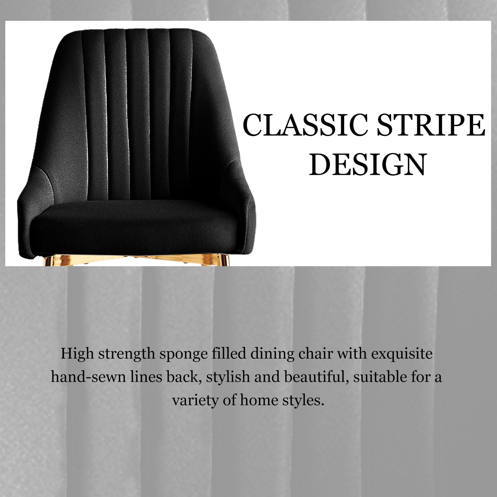 ANOUR Velvet Dining Chairs Set of 2 - Modern Upholstered Kitchen Chairs with Gold Metal Legs, Armless Accent Chairs for Dining Room, Living Room & Vanity - Soft Black Velvet Seating for Home Decor