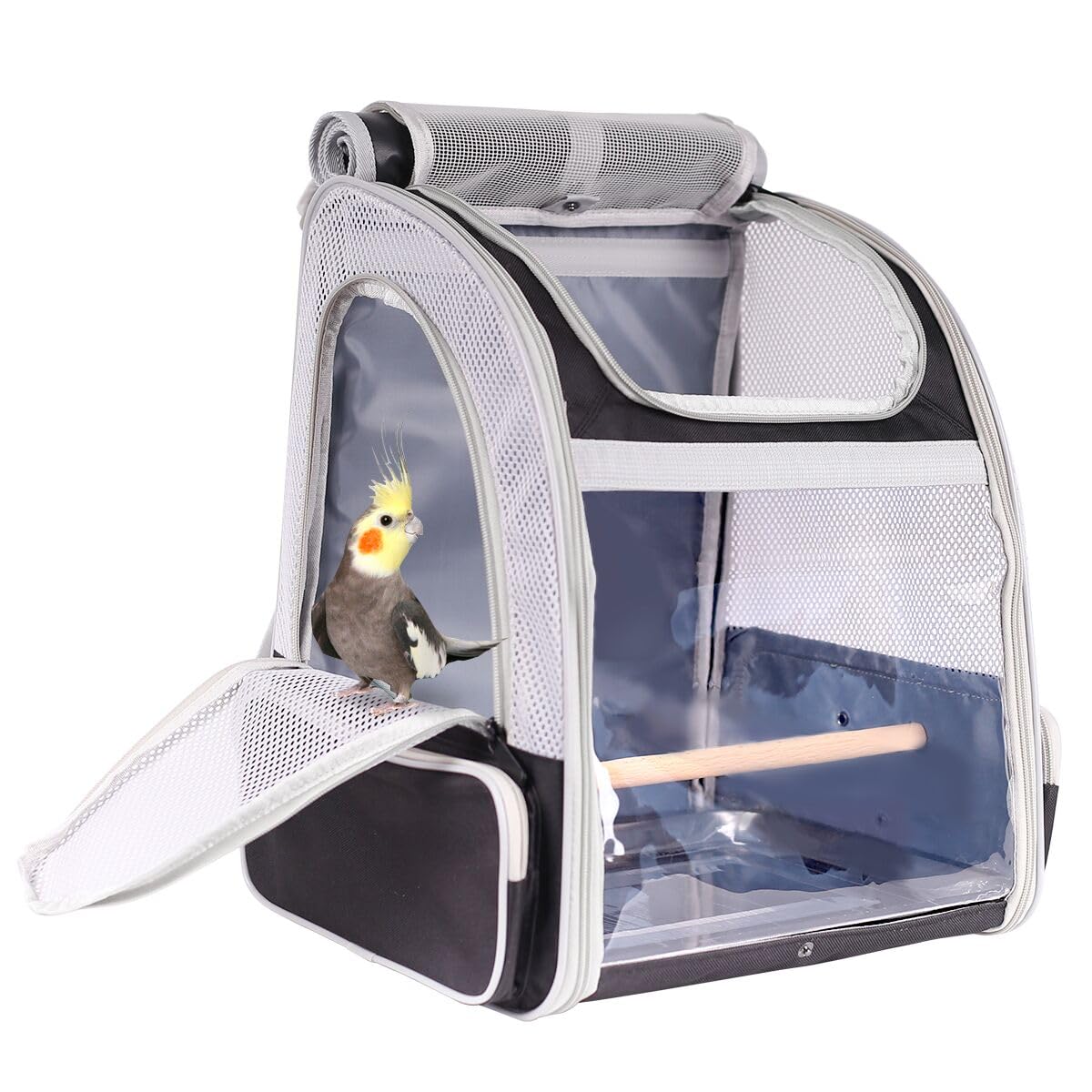 Bird Travel Backpack Carrier with Stand Perch - Airline Approved for Hiking & Outdoor Adventures