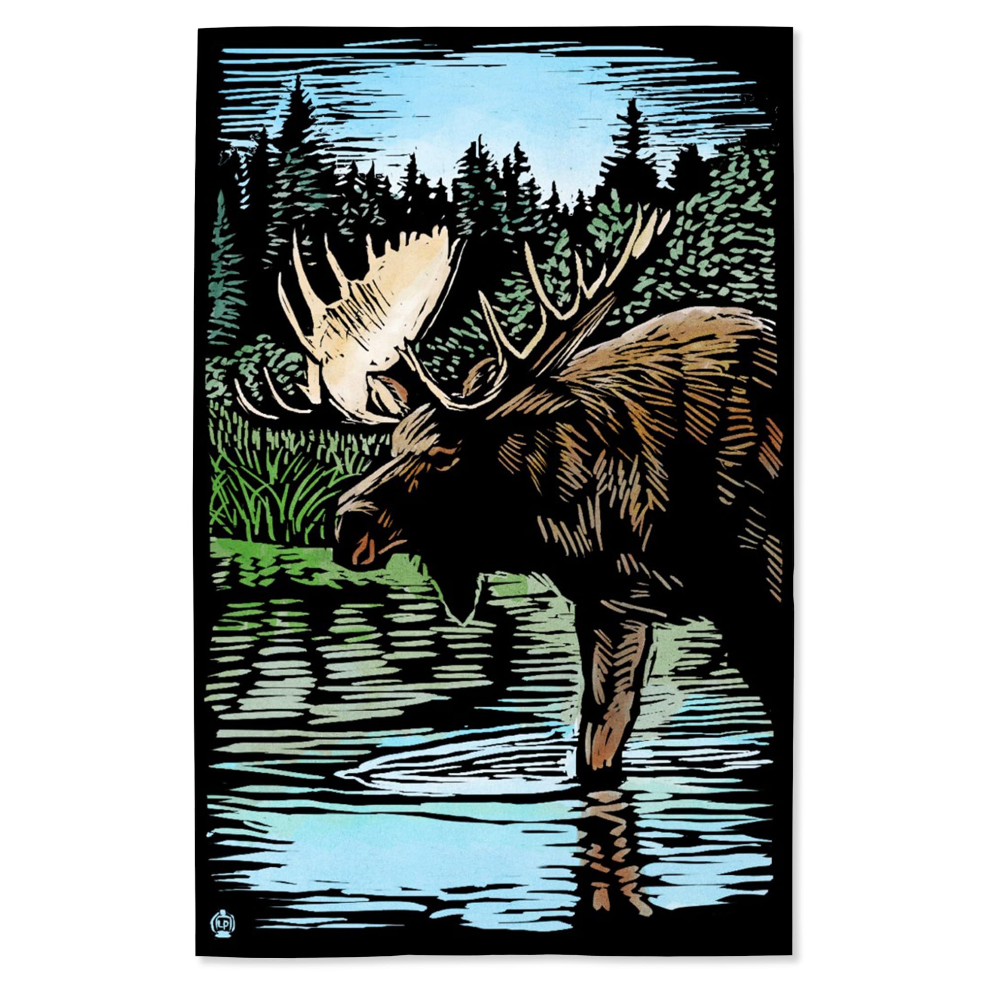 Lantern Press 16x24 Inch Moose Scratchboard Giclee Art Print - Premium Wall Decor for Living Room, Bedroom & Office