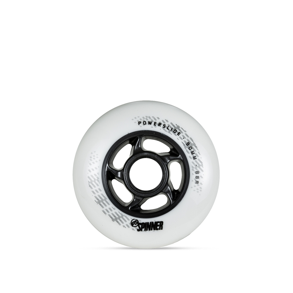 Powerslide Spinner 90mm 88a Matte White Wheels (4 Pack) - Premium Inline Skate Wheels for Aggressive Skating, Roller Derby & Outdoor Sports