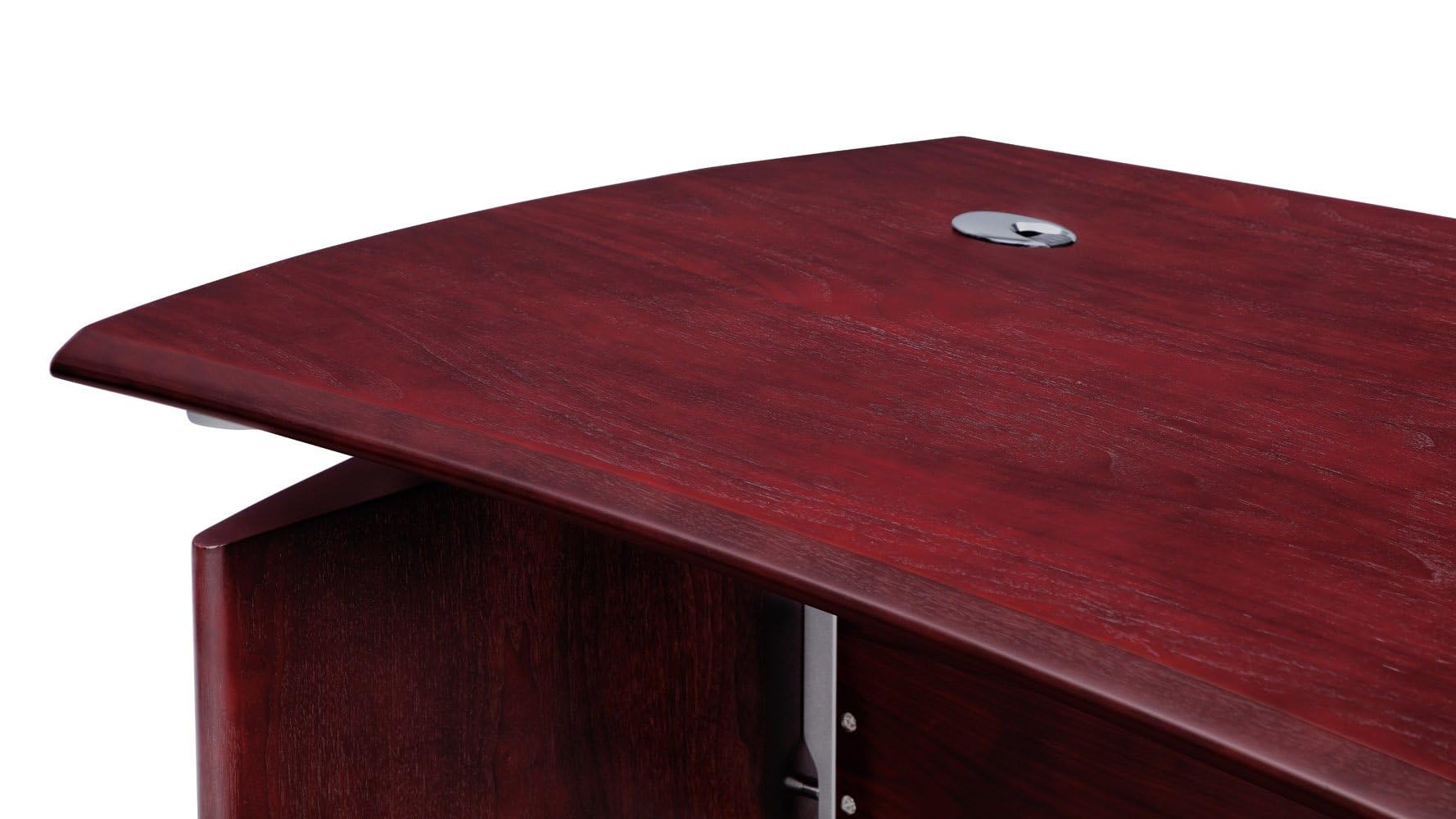 ZURI Modern 79 Inch Mahogany Harrison Desk with Mobile Pedestal and Return - Stylish Home Office Furniture for Professionals & Remote Workers