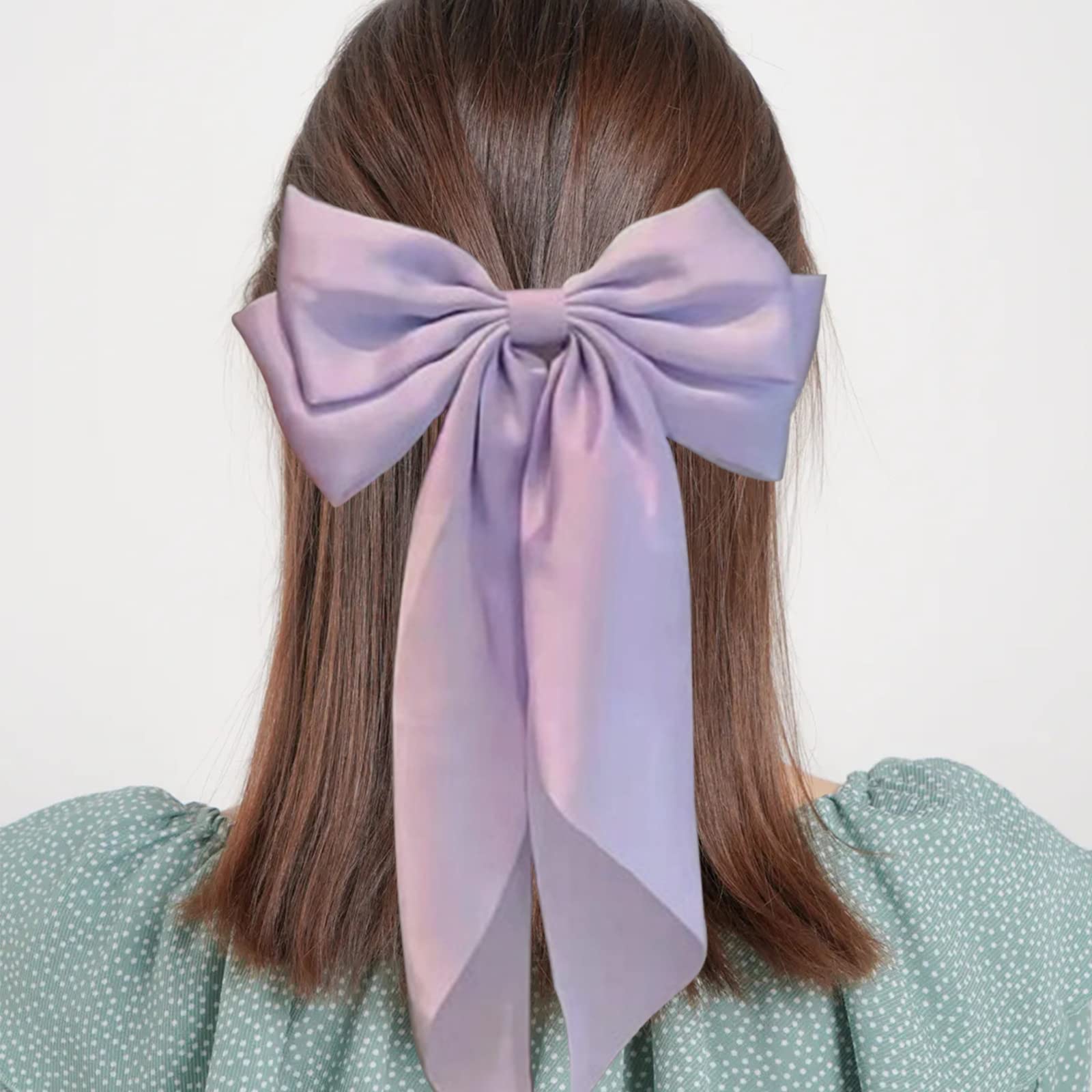 Elegant Large Bow Hair Clips for Women & Girls - Solid Color Satin Hair Slides, French Barrette with Bowknot Hairpin - Perfect for Weddings, Parties & Everyday Hair Accessories