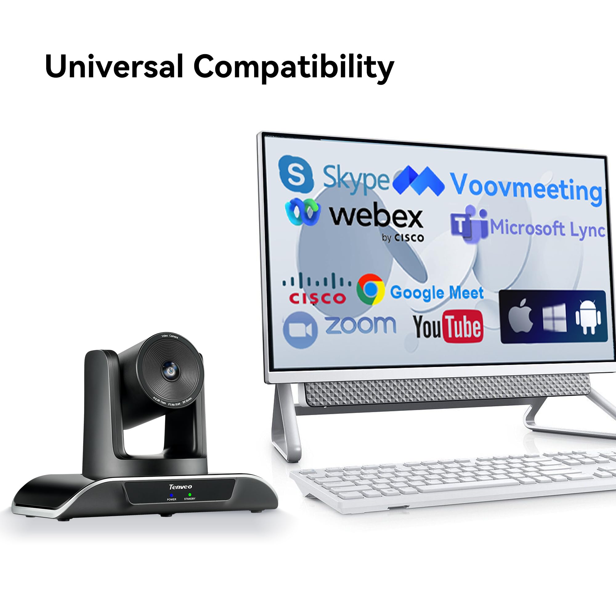 Tenveo 3X Optical Zoom PTZ Conference Camera with USB 3.0/HDMI, 1080P 60FPS, 114° Wide Angle - Ideal for Video Conferencing, Business Meetings, Live Streaming, Church Services & Online Education
