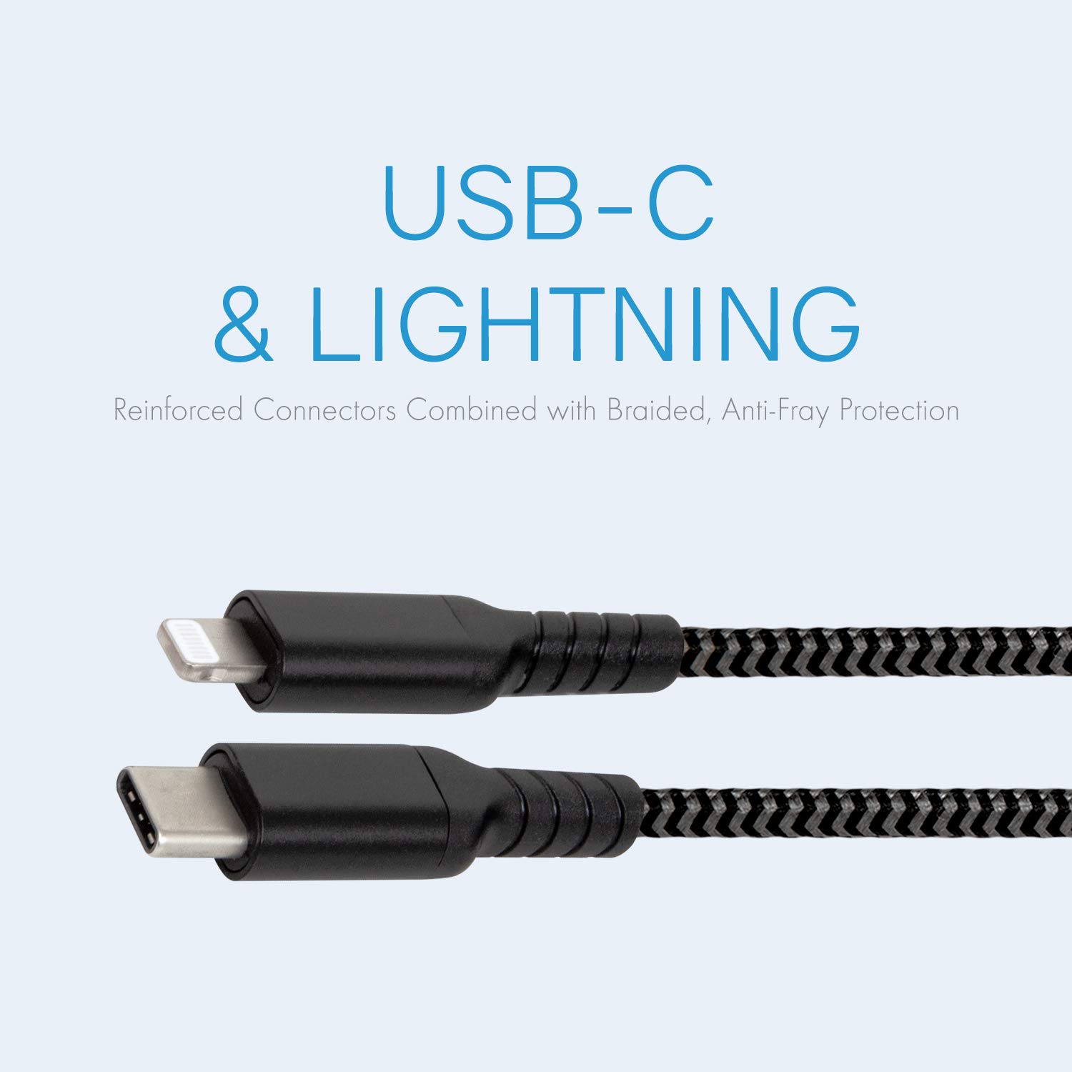 Premium USB-C to Lightning Cable 3ft - Fast Charging & Sync for iPhone 14/13/12/11/X/8 - Durable Nylon Braided Black Cable - Perfect for Home, Office & Travel