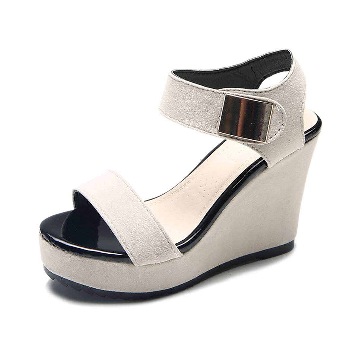 Yundiannao Comfortable Velcro Sandals with Sloping Heel - Women's Adjustable Straps Casual Shoes for Walking, Beach & Summer Outfits