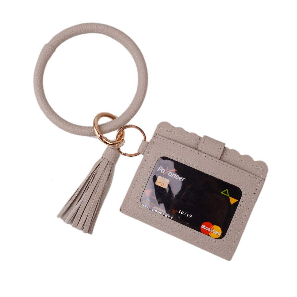 Lantintop Women's PU Leather Multifunctional Bangle Keychain - Wristlet Wallet with Card Holder, Key Ring & Matching Bracelet for Girls | Perfect for Travel, Shopping & Everyday Use