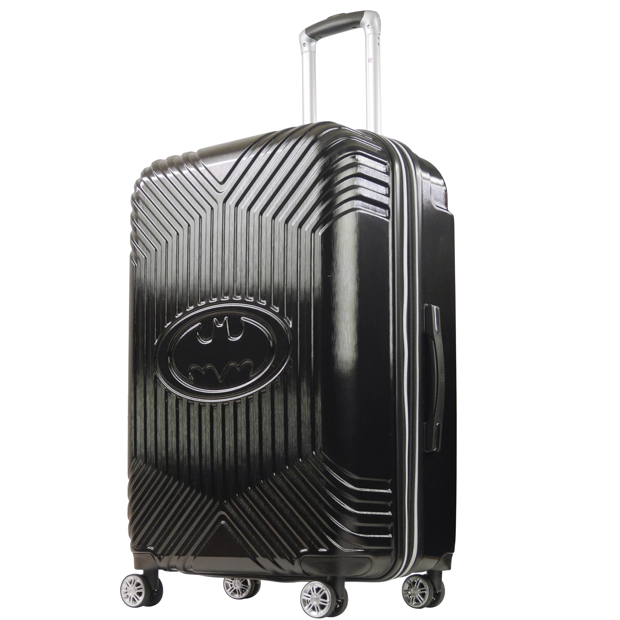DC Comics Batman 29 Inch Hardshell Spinner Wheel Luggage - Molded Black Suitcase with 360° Wheels (FKML0004-001) | Perfect for Superhero Fans Travel, Business Trips & Vacation