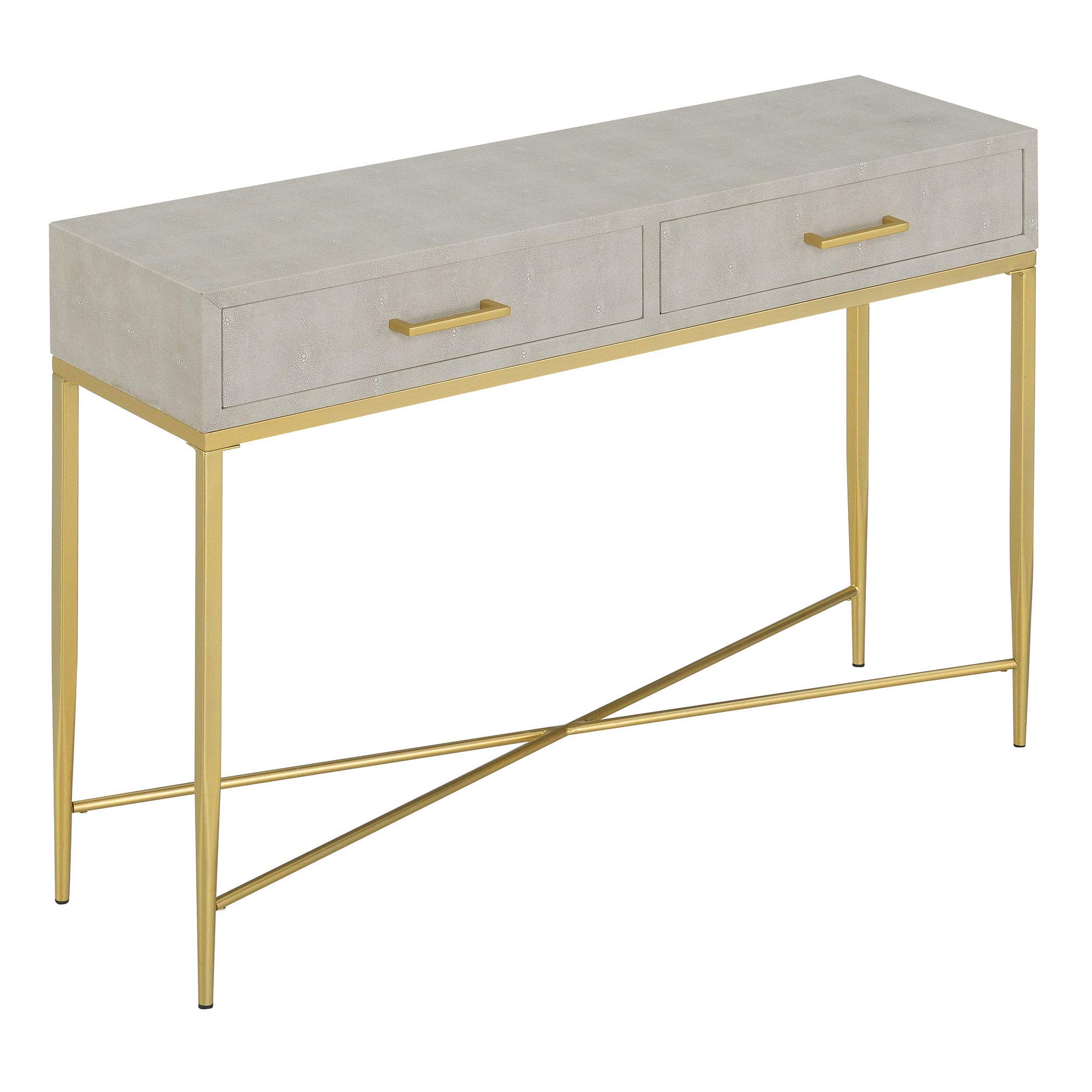 Ashley Console Table by Convenience Concepts - Beige & Gold Finish, Entryway Sofa Table for Hallway, Living Room & Home Decor