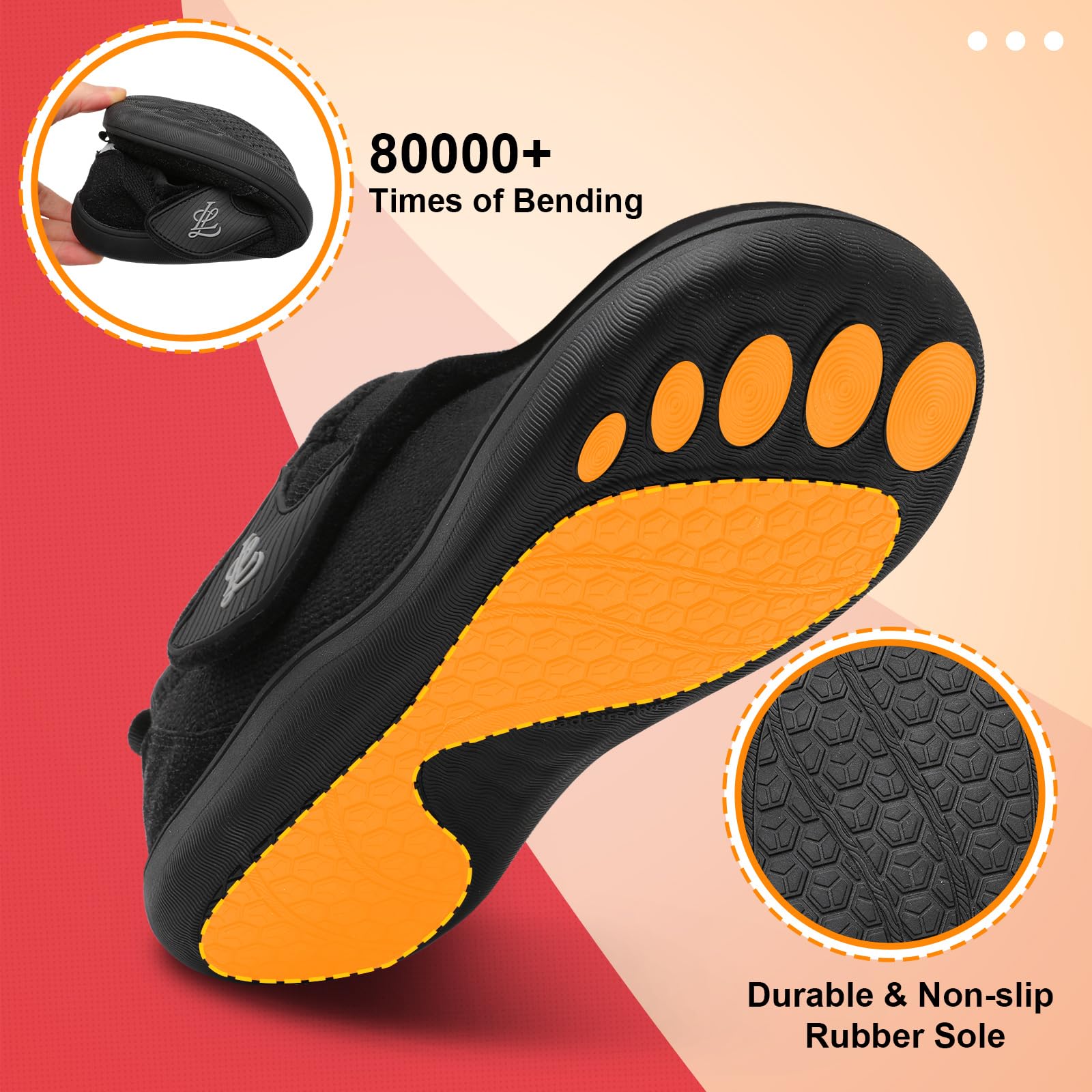 LeIsfIt Men's Wide Width House Slippers - Adjustable Diabetic & Arthritis Slippers for Swollen Feet - Comfortable Indoor/Outdoor Slippers for Home, Hospital & Recovery Use