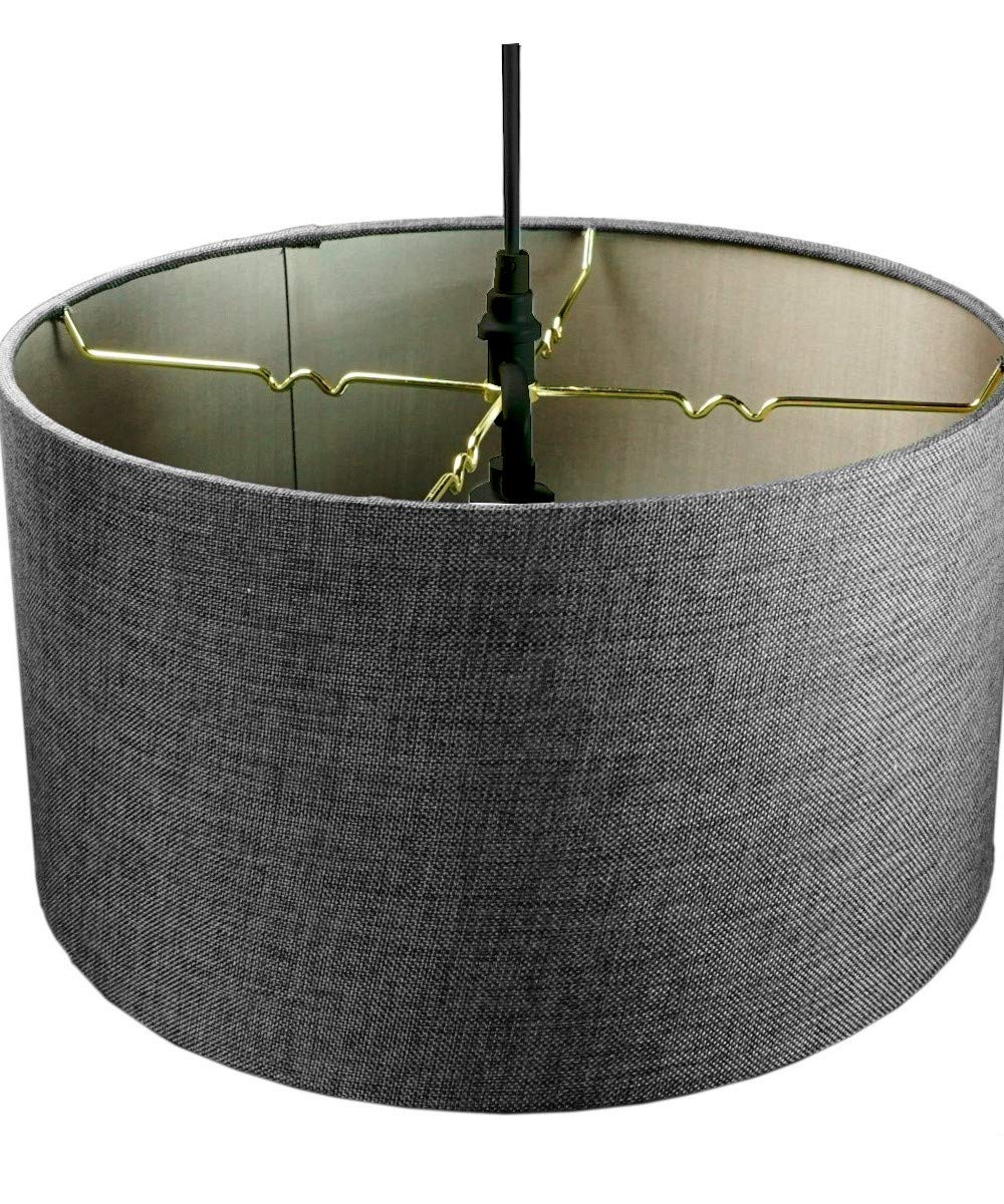 HomeConcept 2-Light Plug-in Swag Pendant with Diffuser - 14 Inch Granite Gray & Black Cord - Perfect for Kitchen Island, Dining Room, or Bedroom Lighting