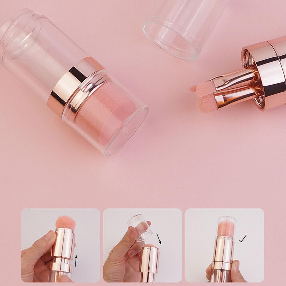 SHOPECOM 5-in-1 Mini Makeup Brush Set with Travel Case - Synthetic Bristles Face & Eyeshadow Brush Kit for Powder, Blush, Eyeshadow & Lipstick - Perfect for Travel, Daily Makeup & Professional Use