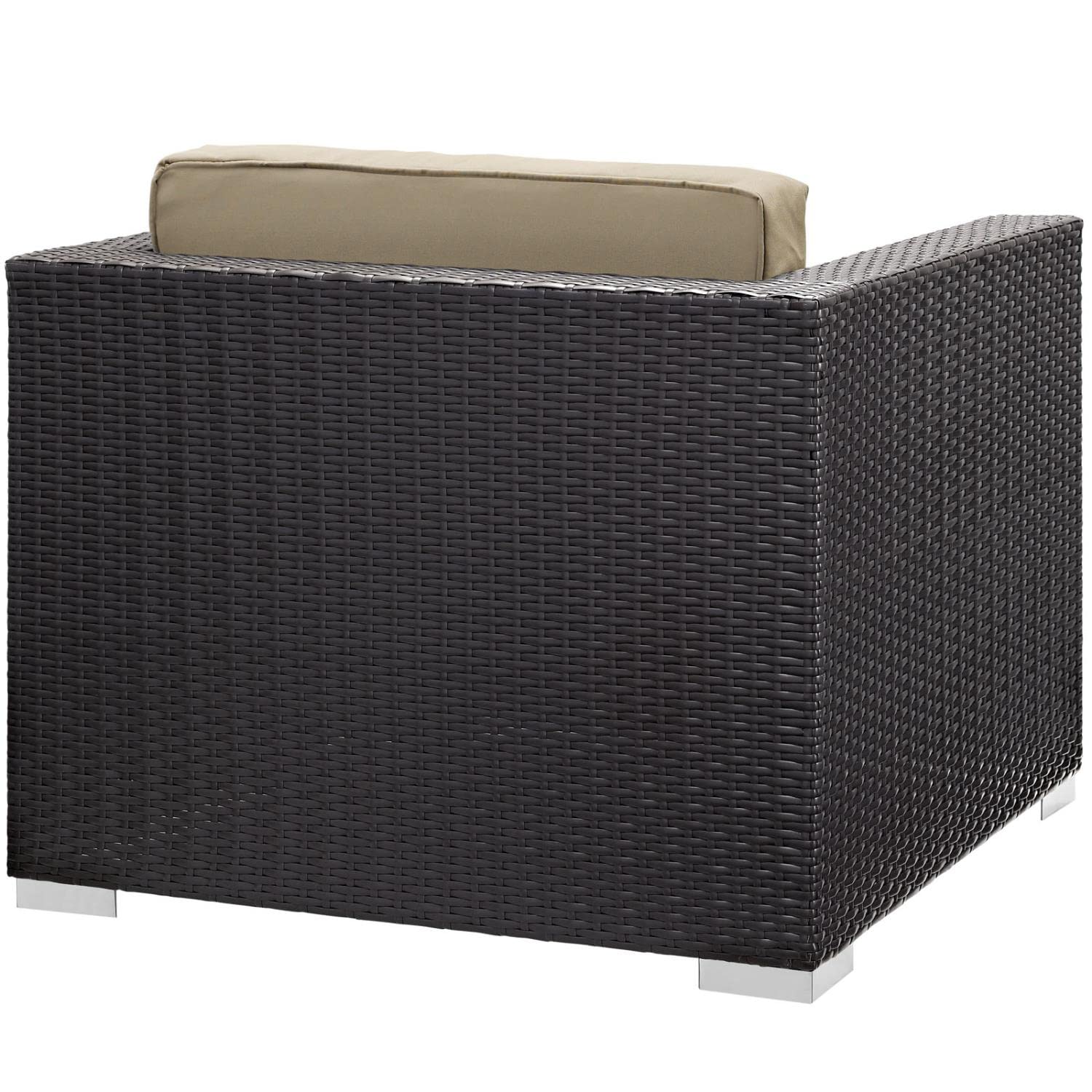 Modway Convene 5-Piece Wicker Rattan Outdoor Patio Furniture Set - Espresso Mocha Brown - Durable All-Weather Dining Set for Backyard, Garden, Poolside & Deck (Table + 4 Chairs)