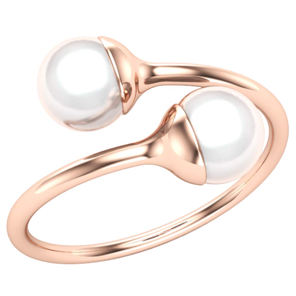 14K White, Rose & Yellow Gold Pearl Ring for Women - Elegant Jewelry Gift for Her - Perfect for Weddings, Anniversaries & Special Occasions | Dishis Designer Jewellery