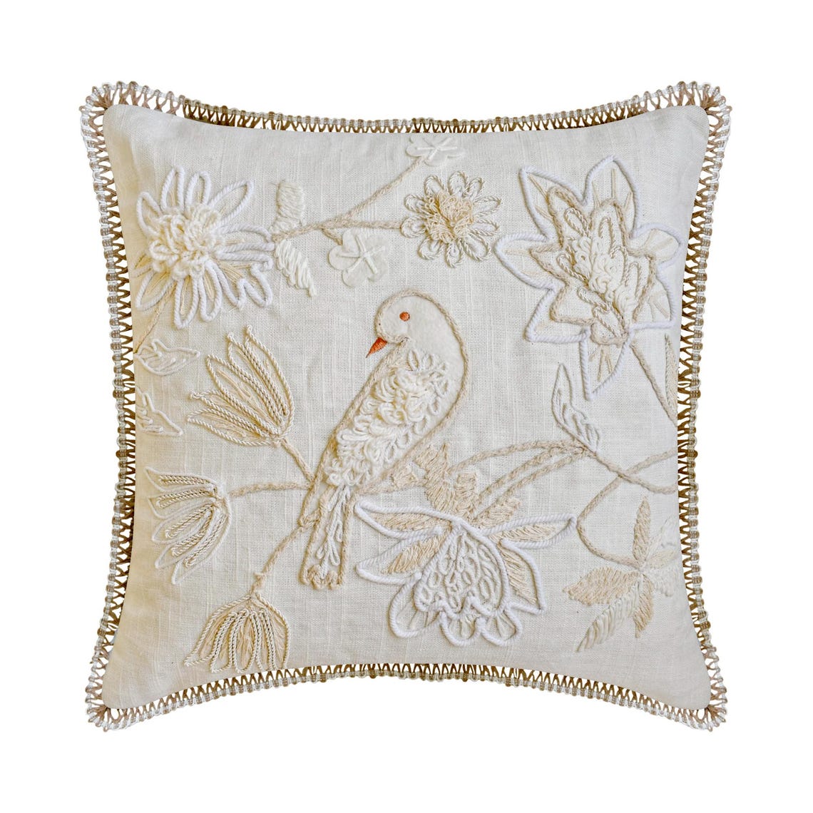 Ava White Cotton Linen Throw Pillow Cover - Soft & Breathable Decorative Cushion Case for Sofa, Bed, Couch - Home Decor & Living Room Accessories