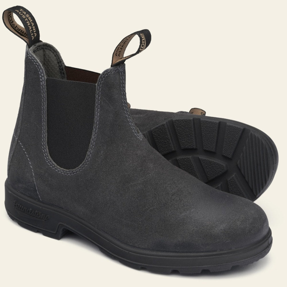 Blundstone Original 1910 Suede Leather Boots for Men & Women - Steel Grey Chelsea Boots | Comfortable Slip-On Work Boots for Outdoor, Hiking & Casual Wear
