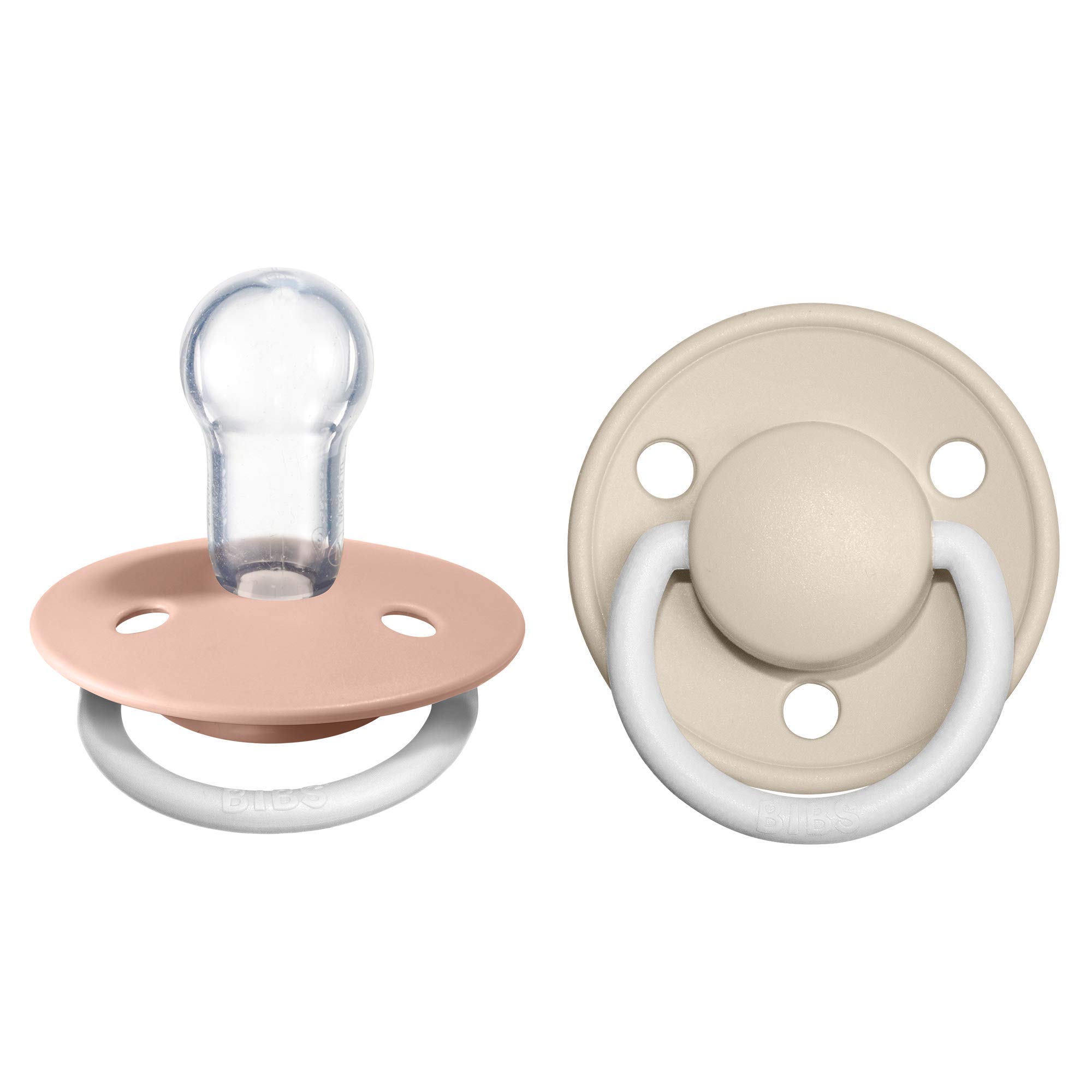 BIBS De Lux Baby Pacifier 2-Pack | BPA-Free Silicone Soother for Newborns & Toddlers (0-36 Months) | Round Nipple Design | Made in Denmark | Blush Glow/Vanilla Glow | Perfect for Daycare, Travel & Bedtime Comfort