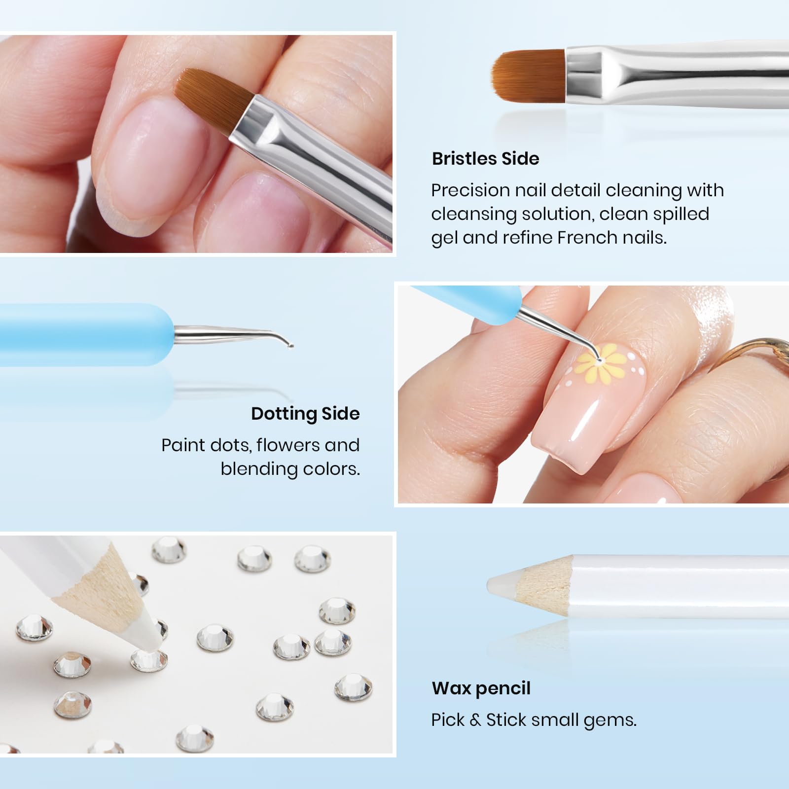Beetles Gel Nail Glue & Rhinestones Kit - 15ml Nail Adhesive with 2000+ Crystal Glass AB Gems, Double-Ended Nail Brush - Perfect for Nail Art Designs, DIY Manicures & Gift Sets for Women