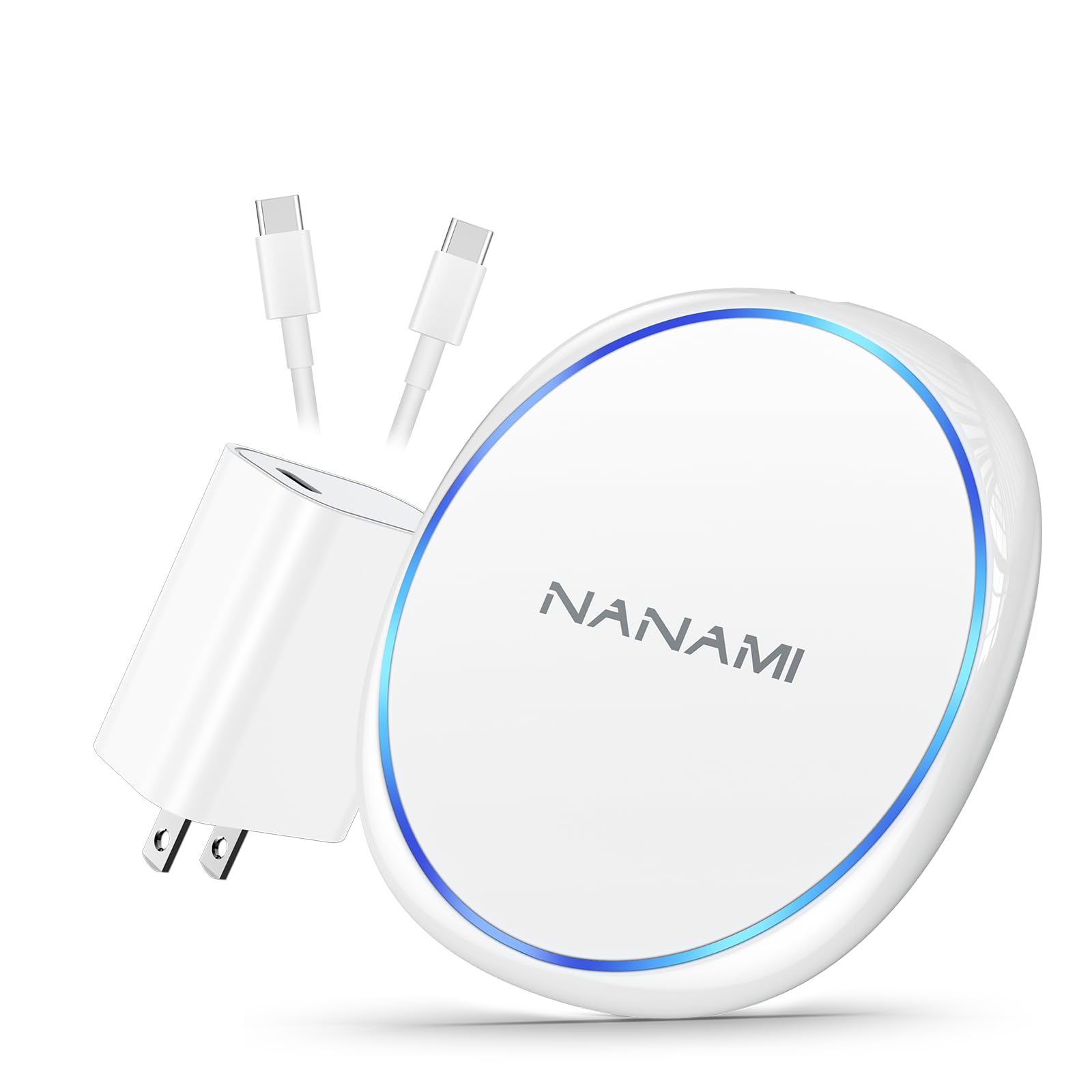 NANAMI 7.5W Qi-Certified Fast Wireless Charger with PD3.0 Adapter - Compatible with iPhone 16/15/14/13/12/SE/11 Pro/XS, AirPods 2 & 10W Fast Charging for Samsung Galaxy S25/S24/S23/S22/S21/S20 - Perfect for Home, Office & Travel Charging