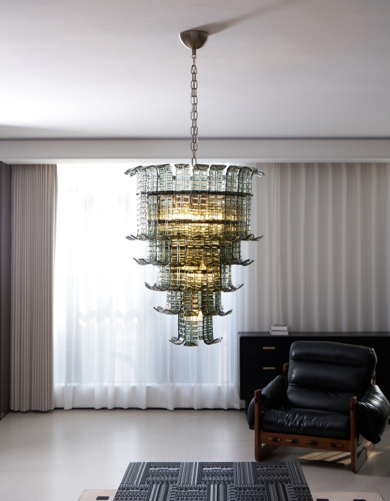 Elegant Cascade Murano Glass Chandelier - Handcrafted Italian Lighting Fixture for Dining Room, Living Room & Bedroom Decor