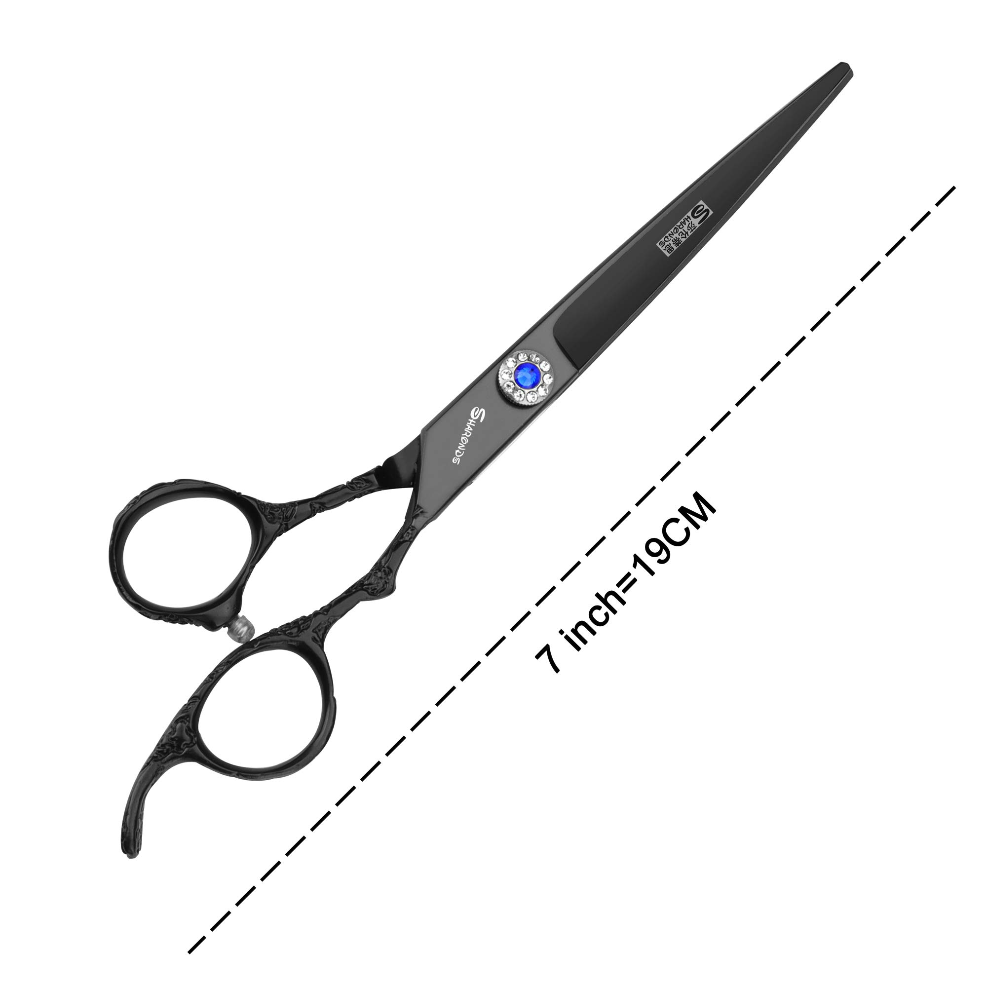 7” Professional Hair Cutting Scissors - Ultra Sharp Stainless Steel Barber Shears for Stylists & Home Use | Perfect for Hairdressing, Trimming & Styling (Black)