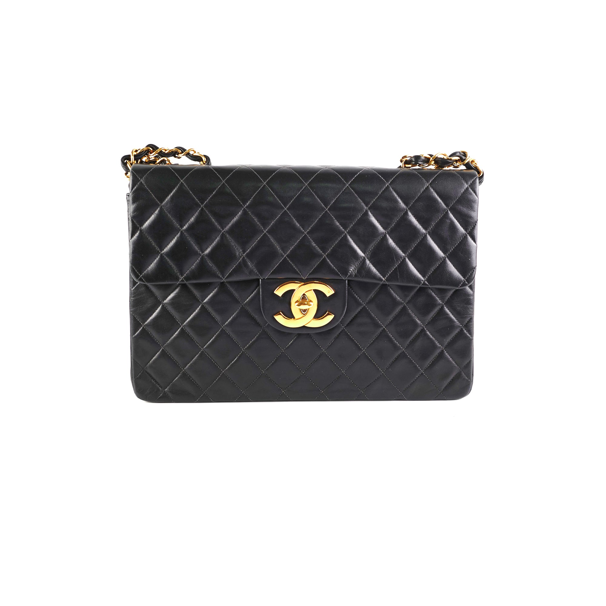Chanel Vintage Maxi Jumbo Flap Bag in Black with 24K Gold Hardware - Perfect for Luxury Fashion, Evening Events & Collector's Items