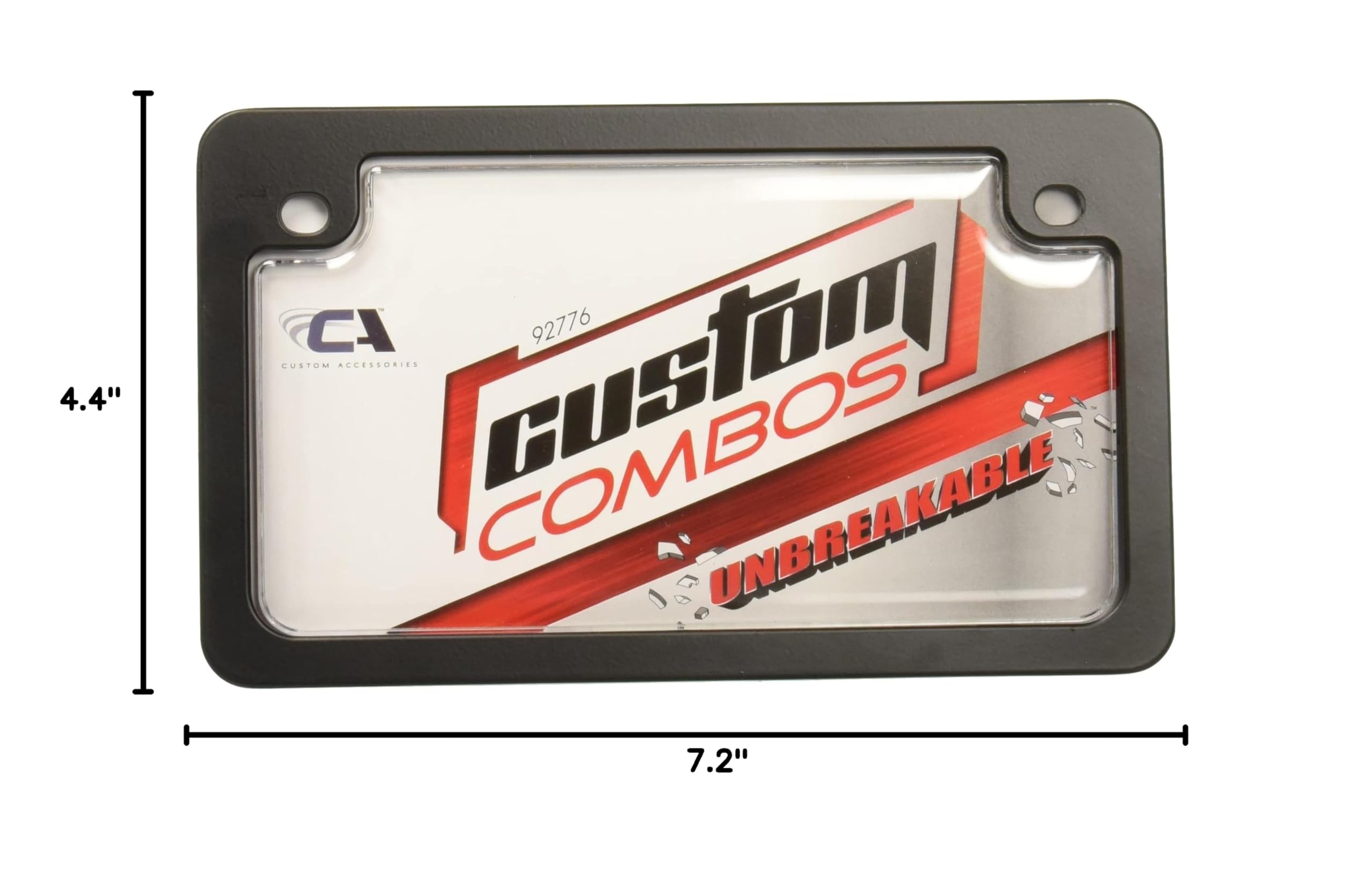 Custom Clear Unbreakable Motorcycle License Plate Shield & Black Frame Combo - Durable Protection for Harley, Honda, Yamaha & More - Ideal for Road Trips, Daily Commuting & Bike Shows