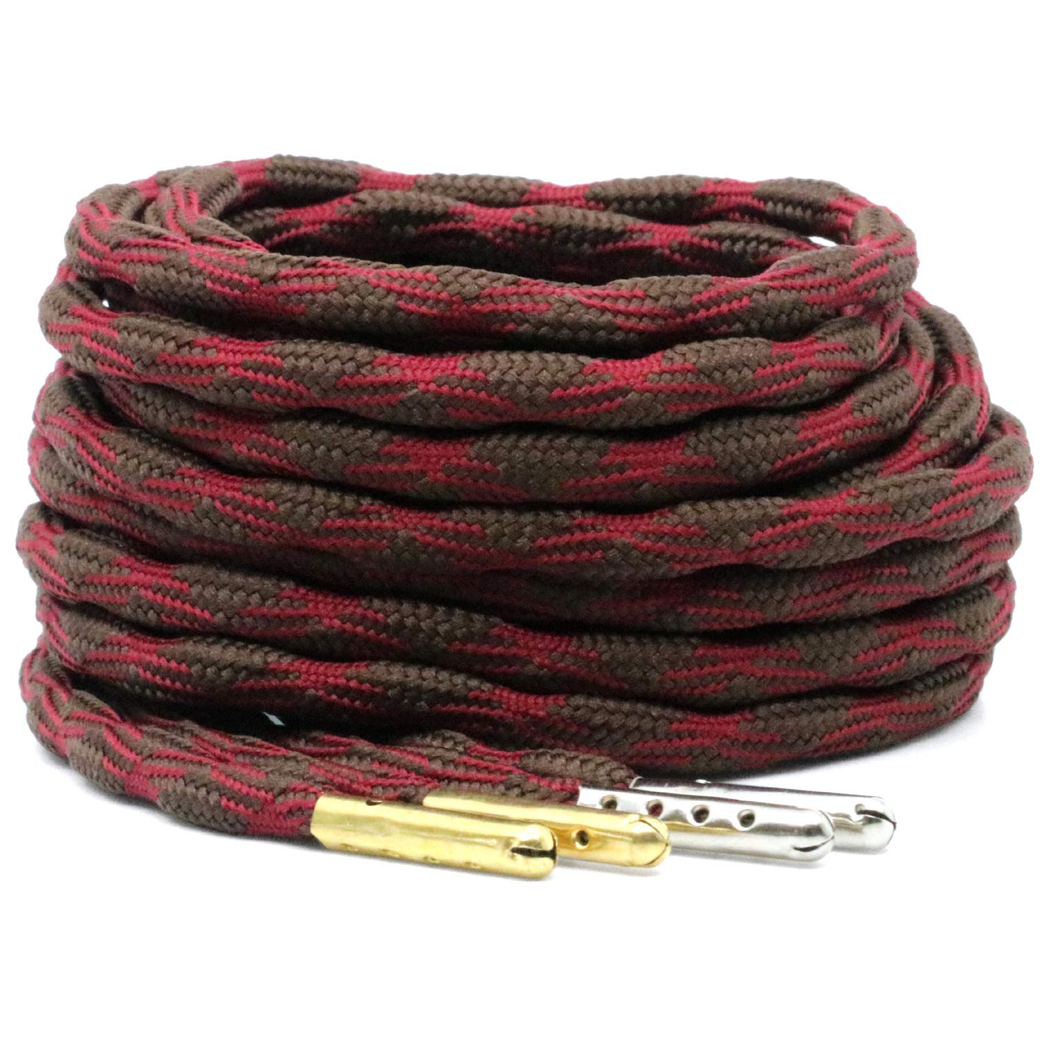 YJRVFINE 2 Pairs Non-Slip Thick Round Hiking Boot Laces with Metal Tips - Durable Shoelaces for Outdoor Hiking, Work Boots & Winter Shoes