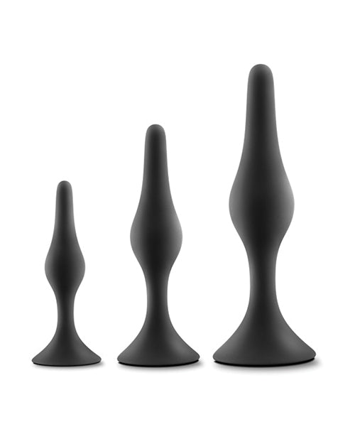 Anal Adventures Platinum Silicone Beginner Plug Kit - Black | Comfortable & Safe Starter Set for Anal Play | Perfect for Couples & Solo Exploration