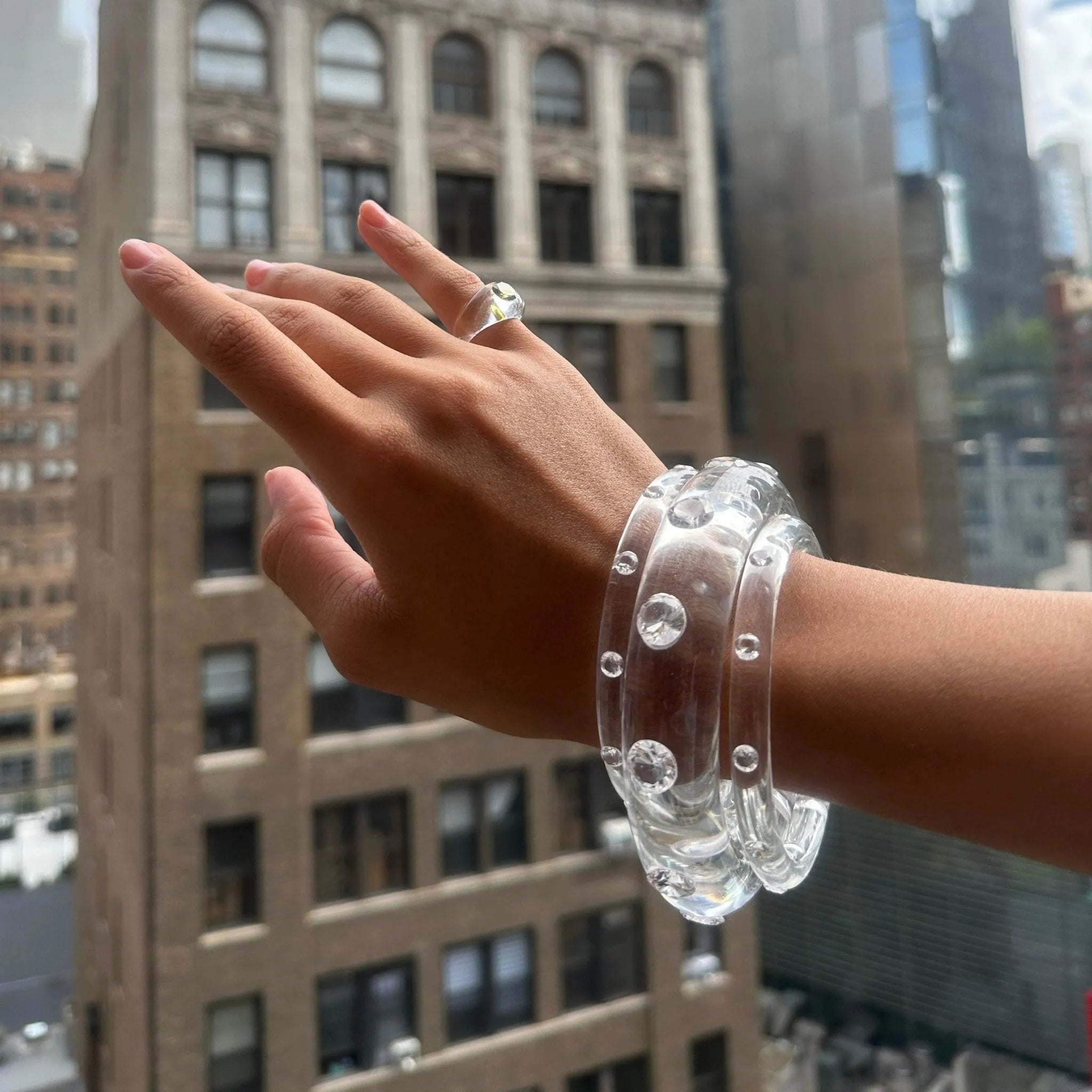 Elegant Thin Lucid Bangle - Clear Acrylic Minimalist Bracelet for Women - Perfect for Everyday Wear, Office & Special Occasions